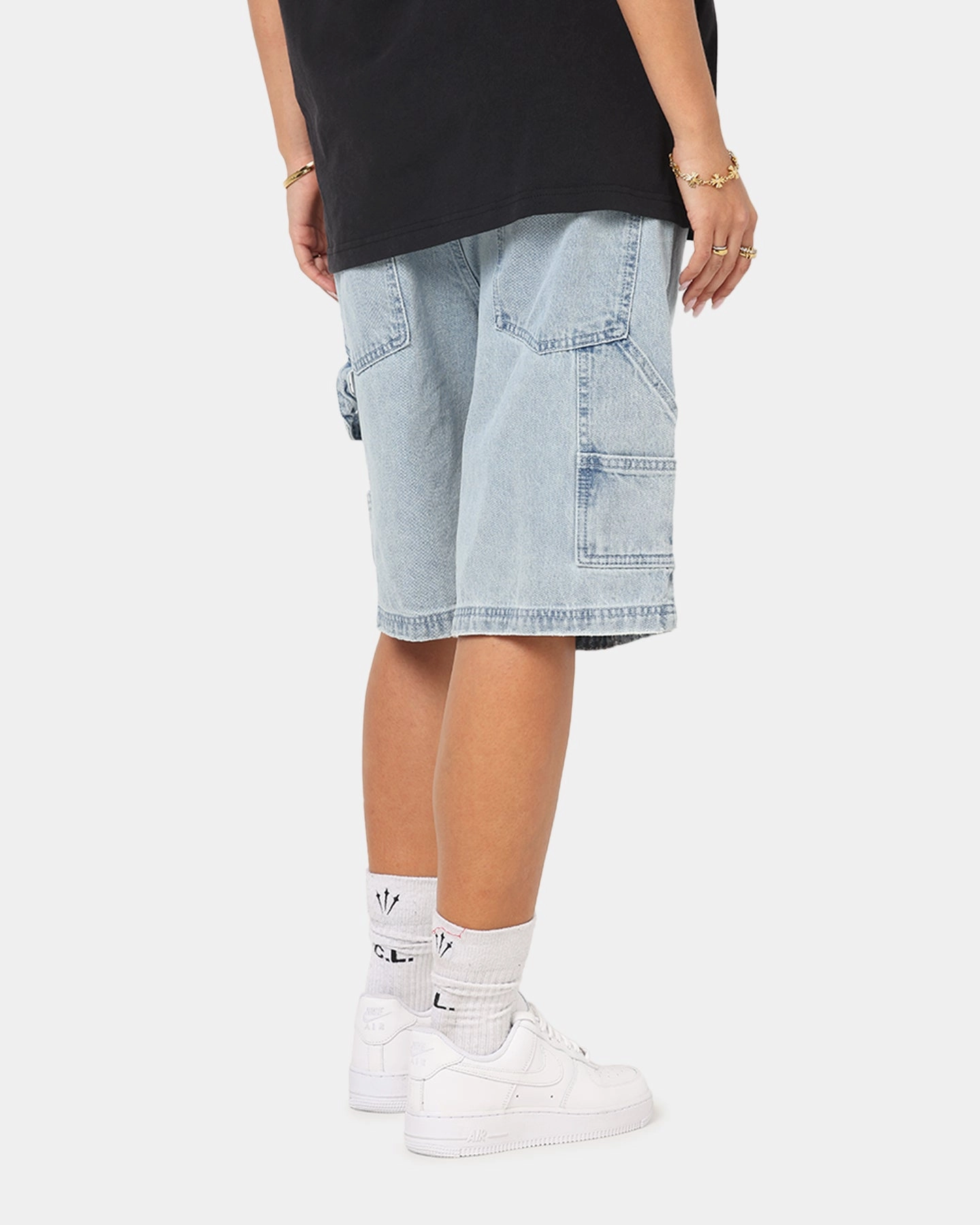 Carre Distressed Carpenter Jorts Light Blue Wash ResilientElasticBand