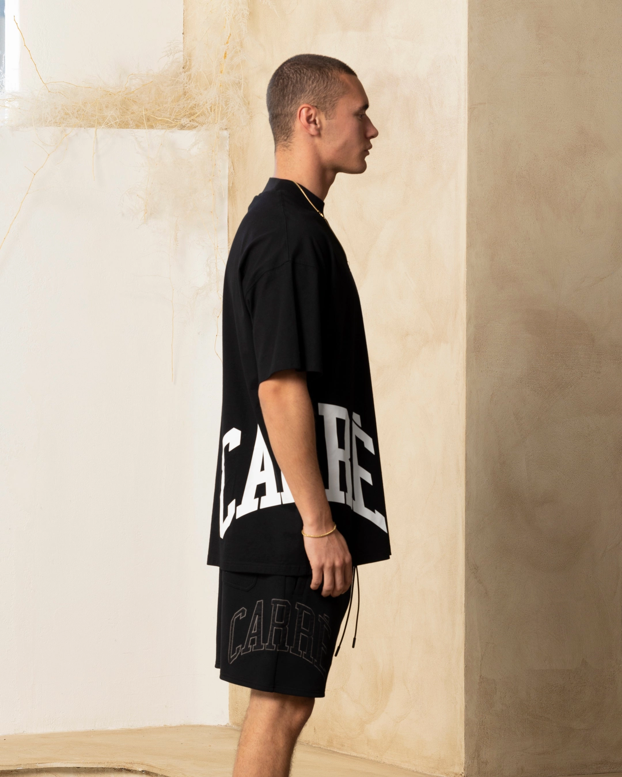 Essential Fit Carre Double Arch Oversized T-Shirt Black