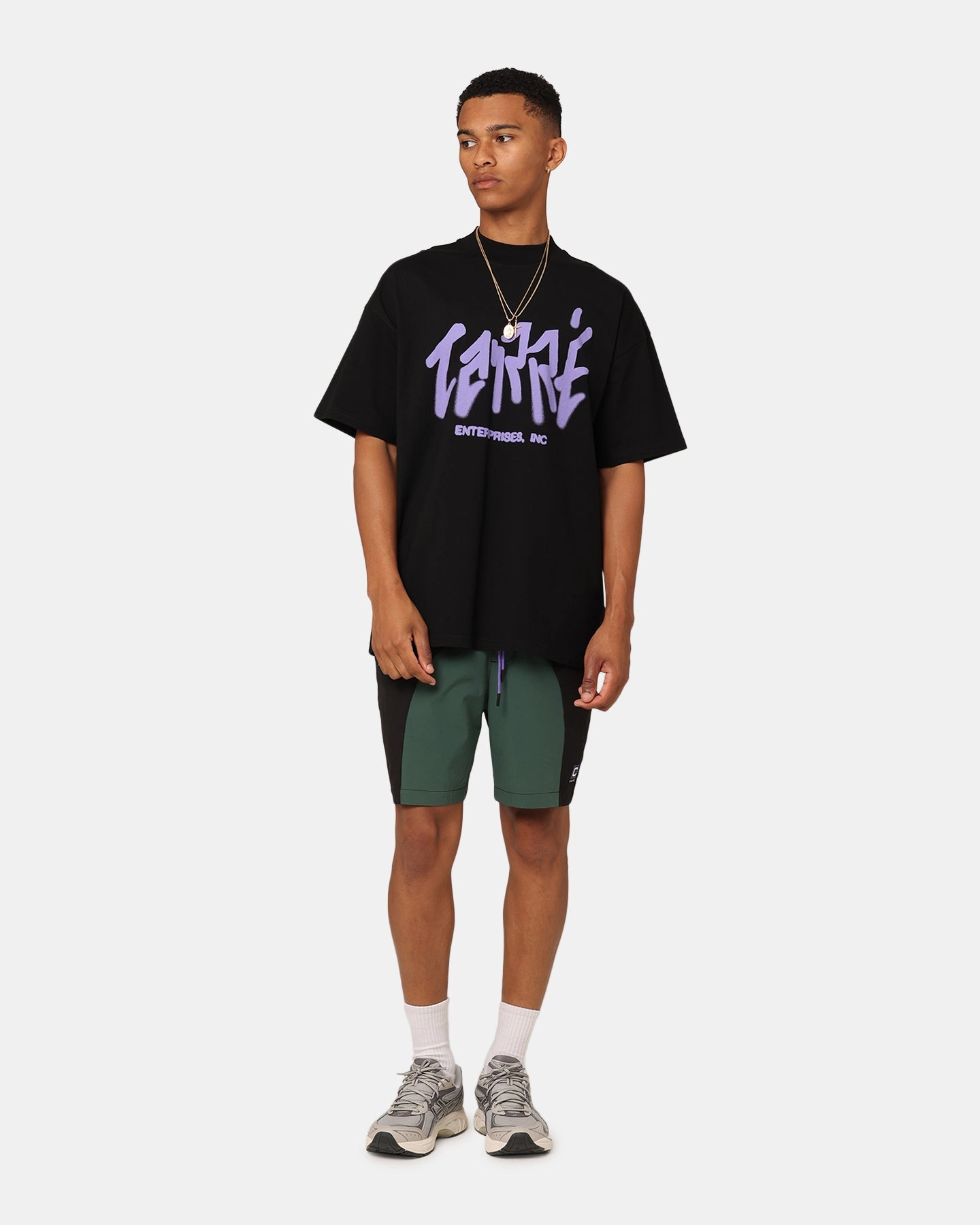 Carre Enterprise Oversized T-Shirt Black Sports Outfit Set In Sleeve
