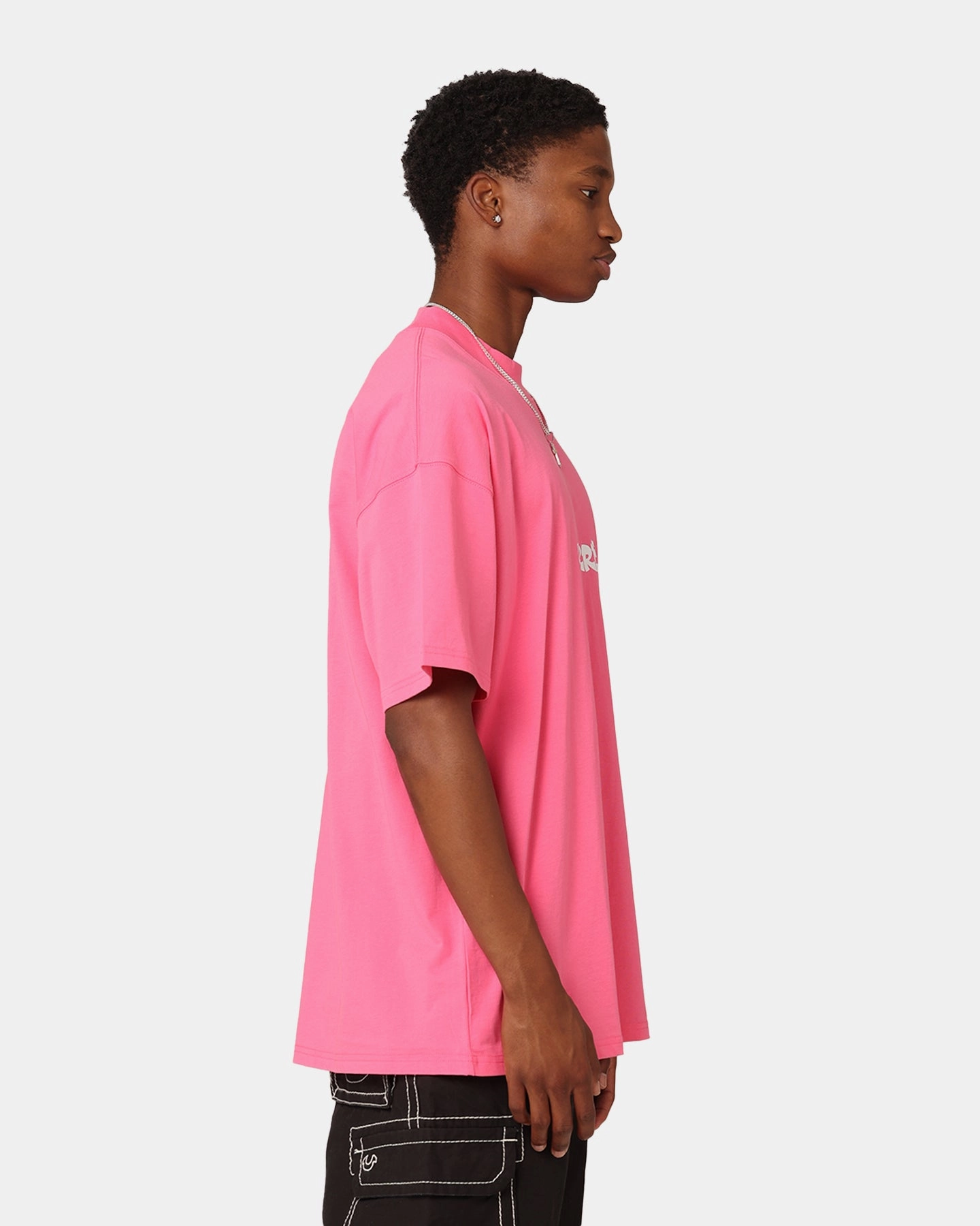 Carre Eyes Oversized T-Shirt Pink polo neck Comfort Style