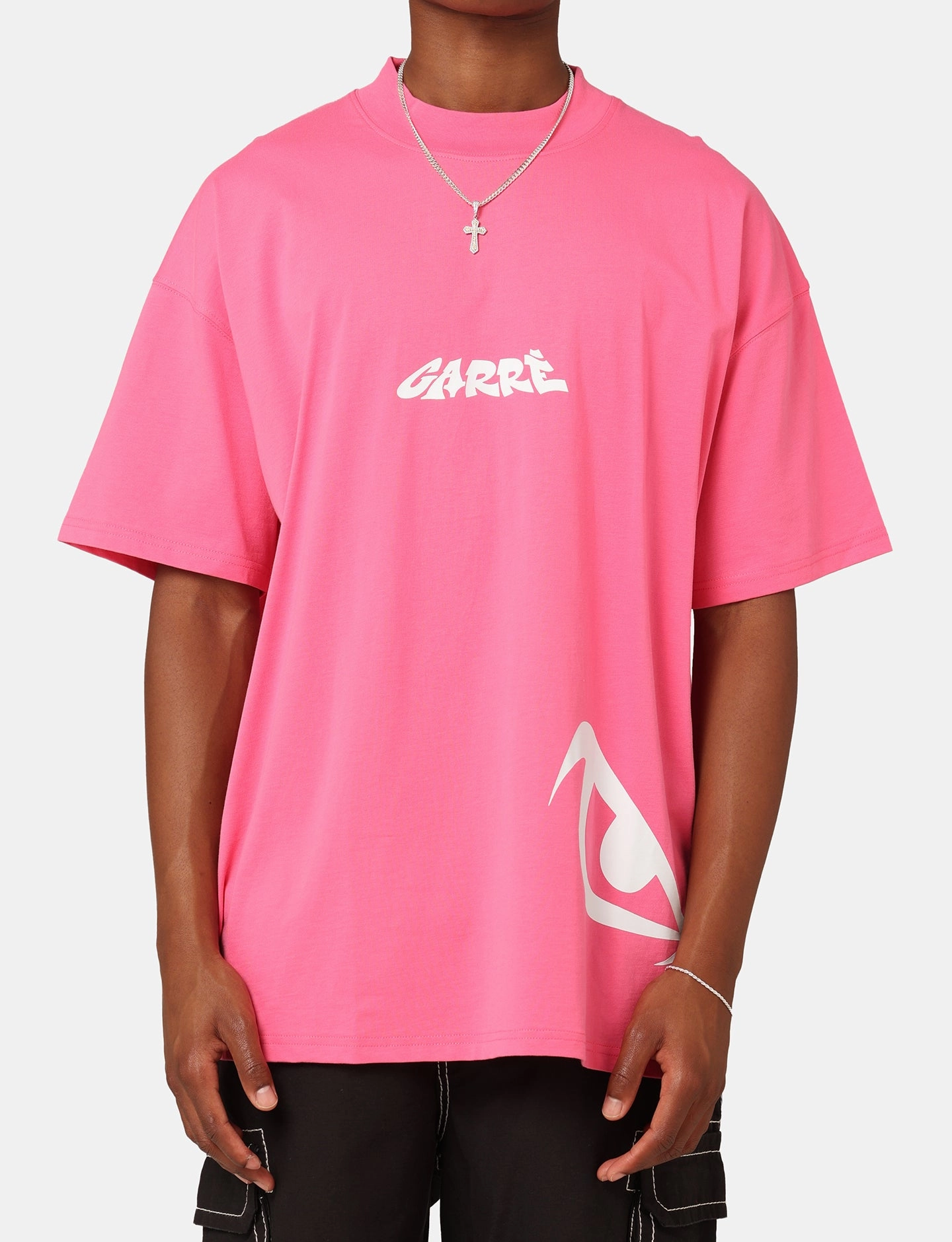 petite size Carre Eyes Oversized T-Shirt Pink