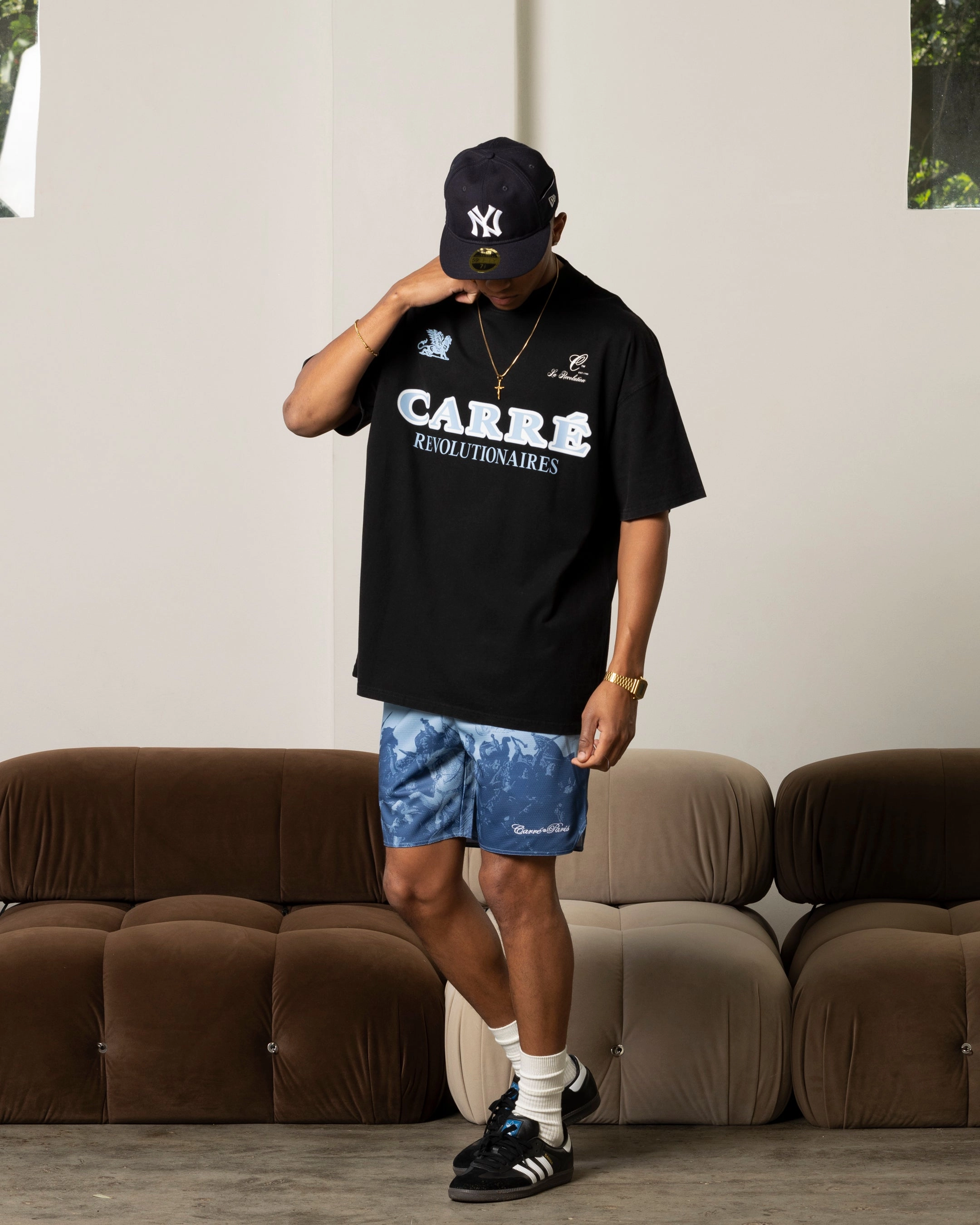 brandable Running Speed Carre Formula Oversized T-Shirt Washed Black