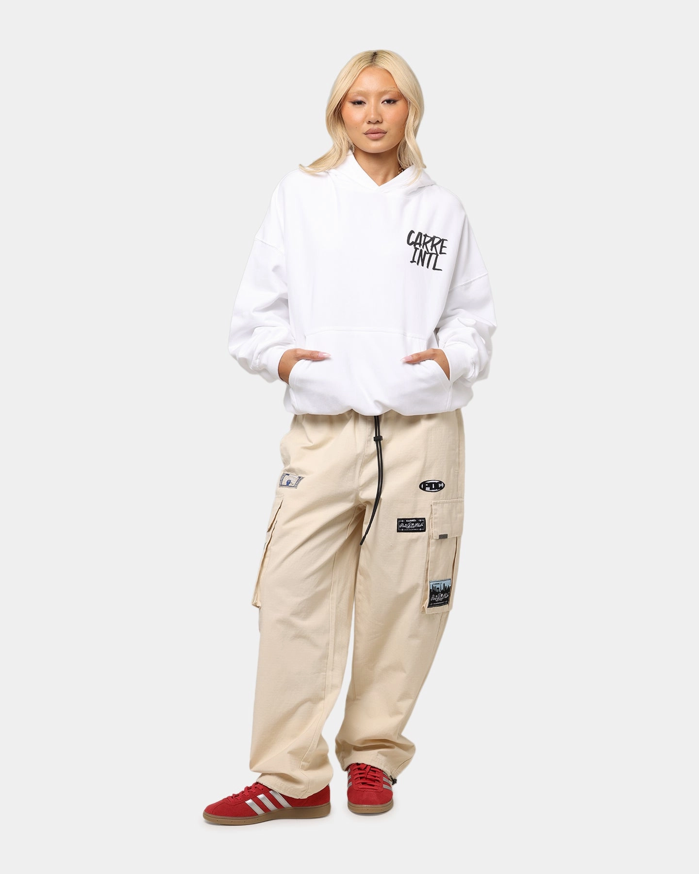Stay Flexible Essential Comfort Carre Patchwork Cargo Jogger Cream