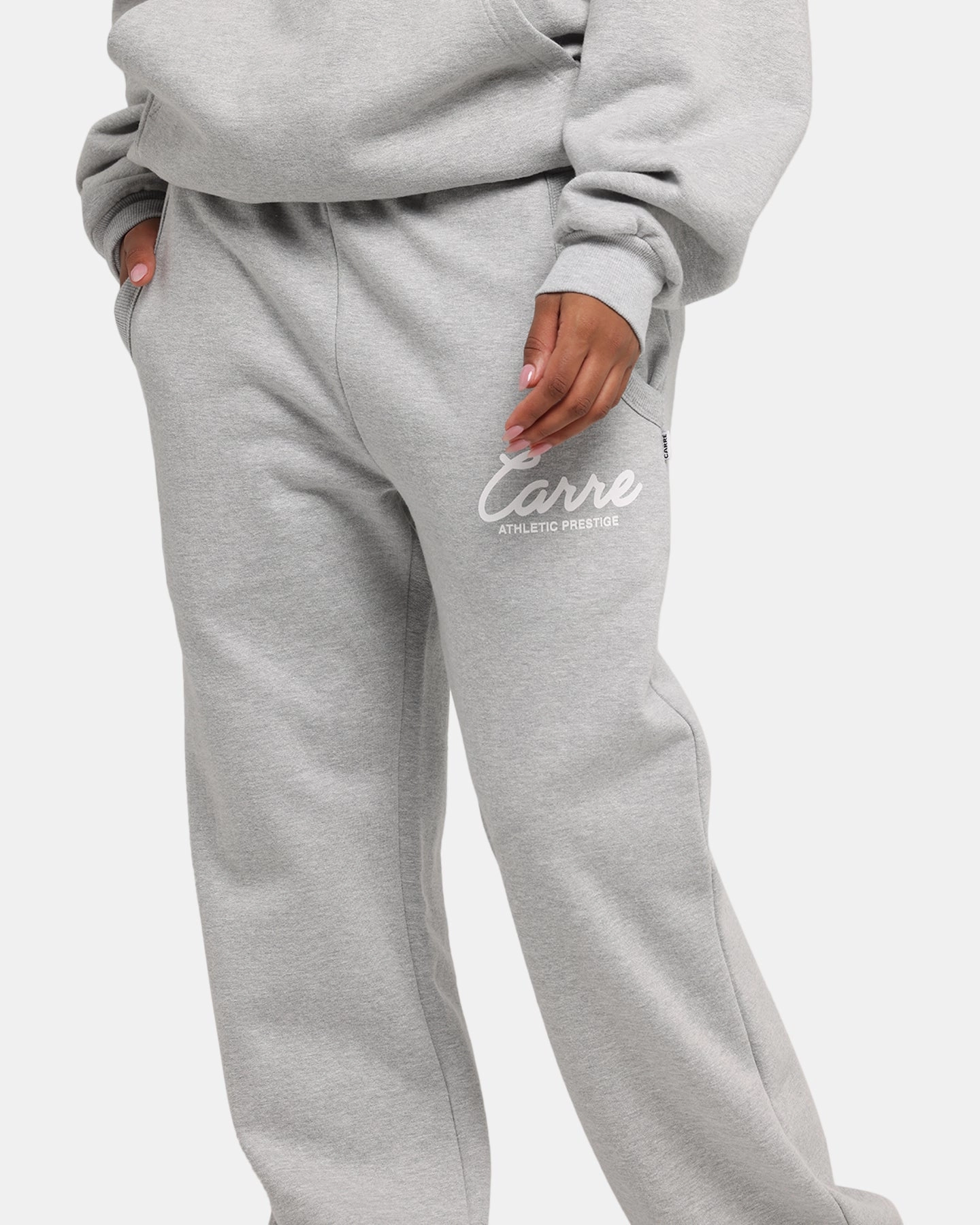 Carre Prestige Script Sweatpants Grey Marle Solid shade Street Utility