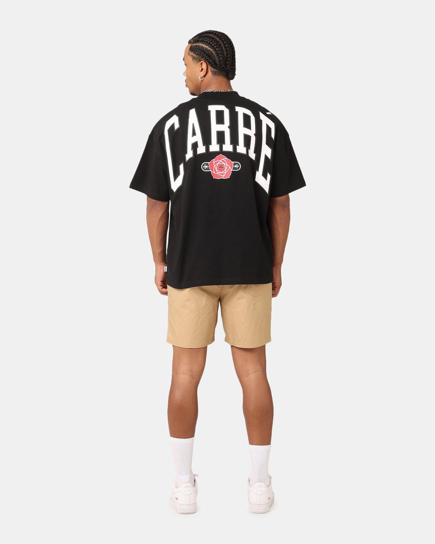 Easy Style Carre Rose Oversized T-Shirt Black