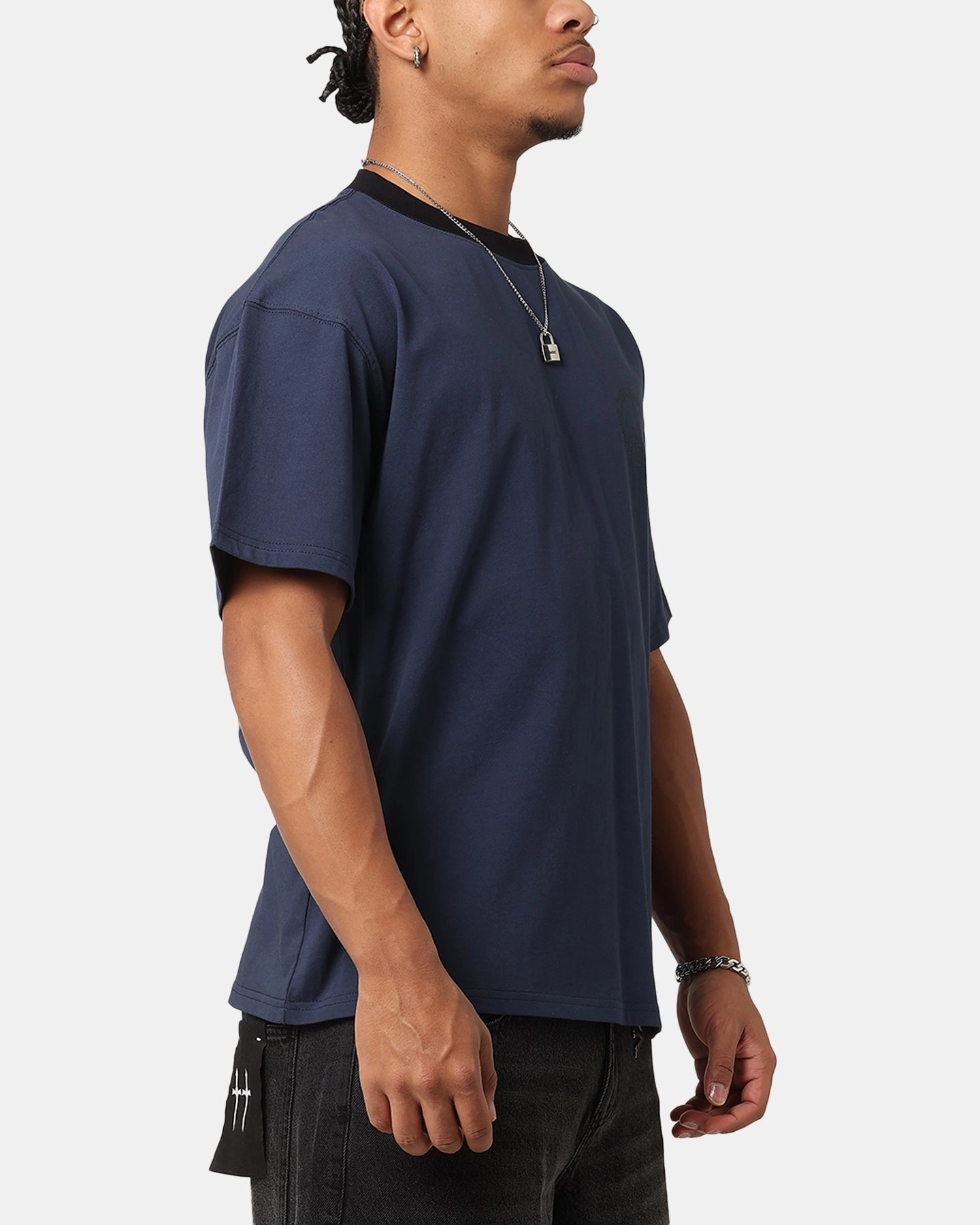 Soft and durable Versatile Trend Carre Shootout Oversized Ringer T-Shirt Navy
