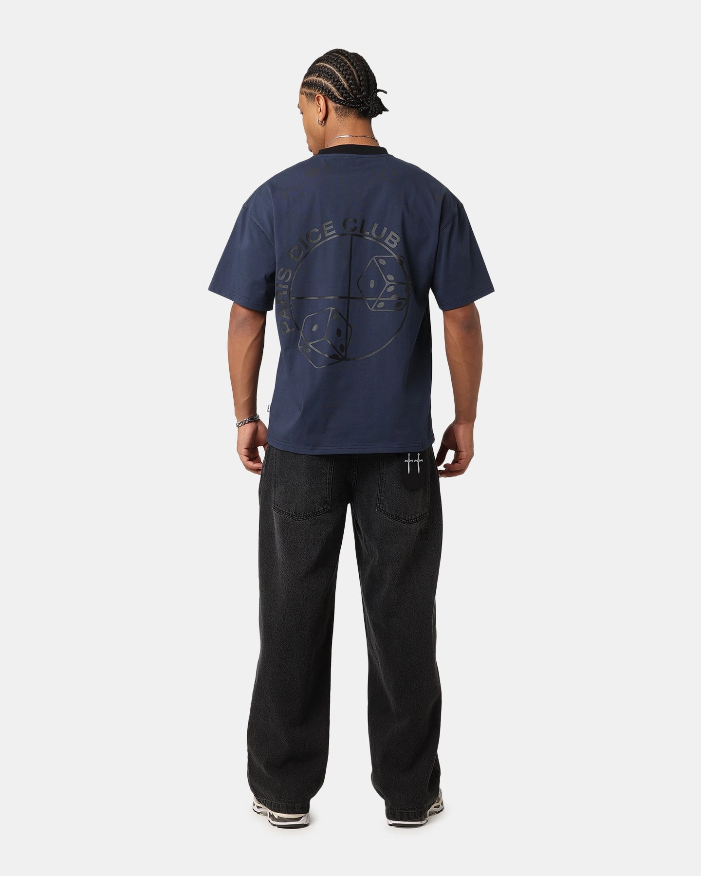 Urban Fashion Carre Shootout Oversized Ringer T-Shirt Navy