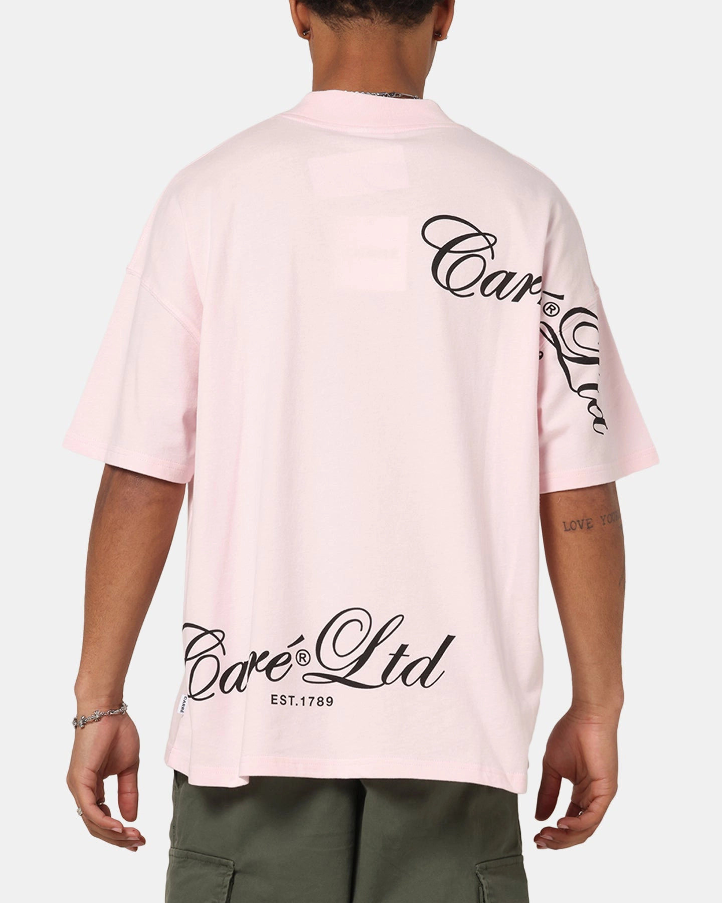 Carre Side Script Oversized T-Shirt Pink Urban Casual Look Skinny Fit