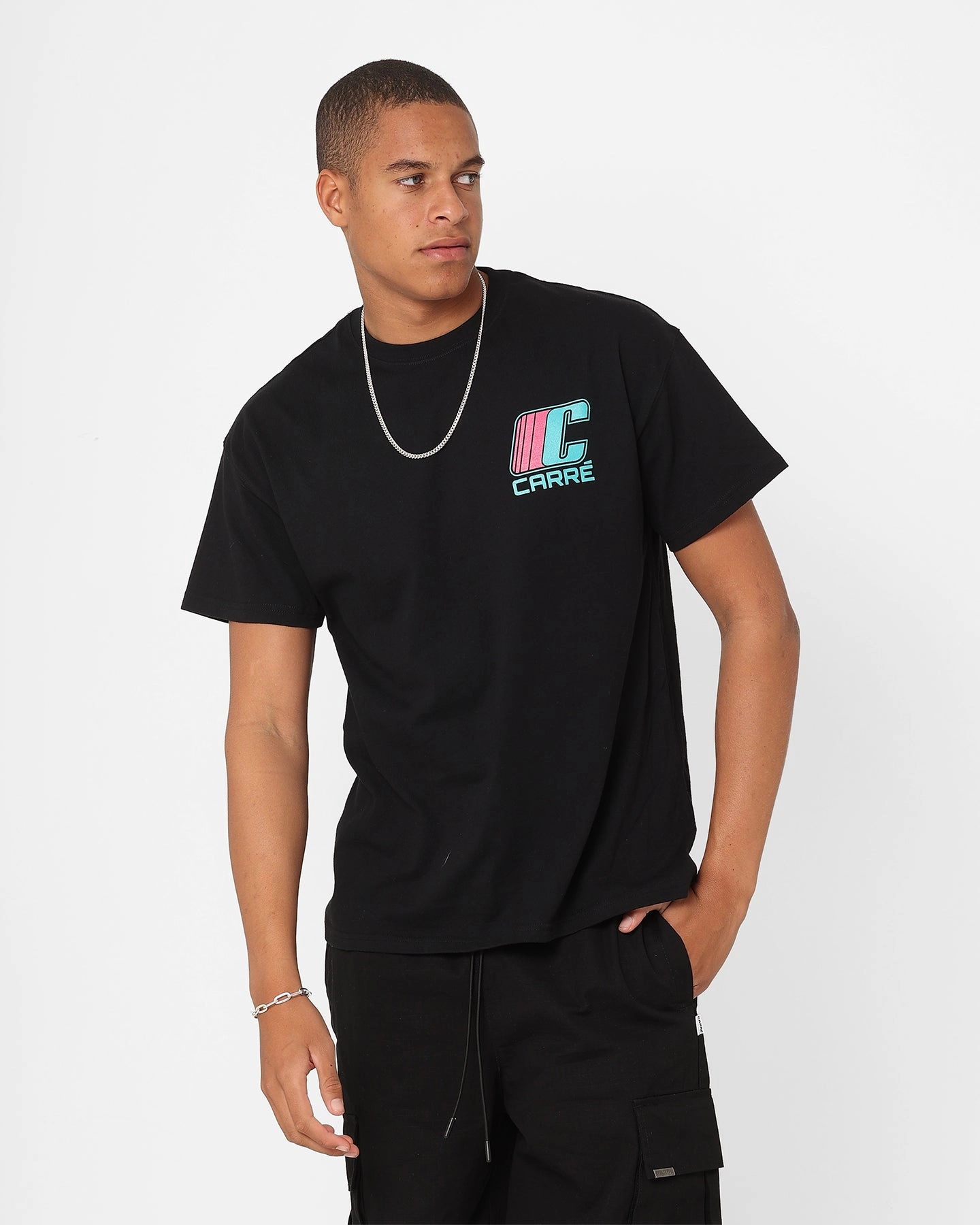Fashionable Look Carre Speed Oversized T-Shirt Black