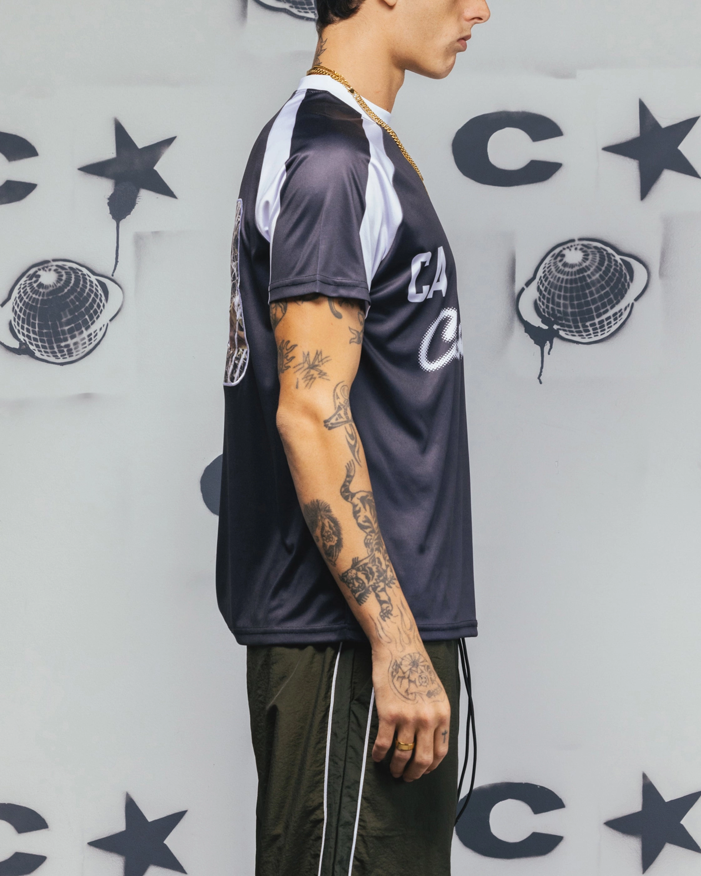 Carre Striker Jersey T-Shirt Black/White Yarn Dyed Fabric Casual Fit