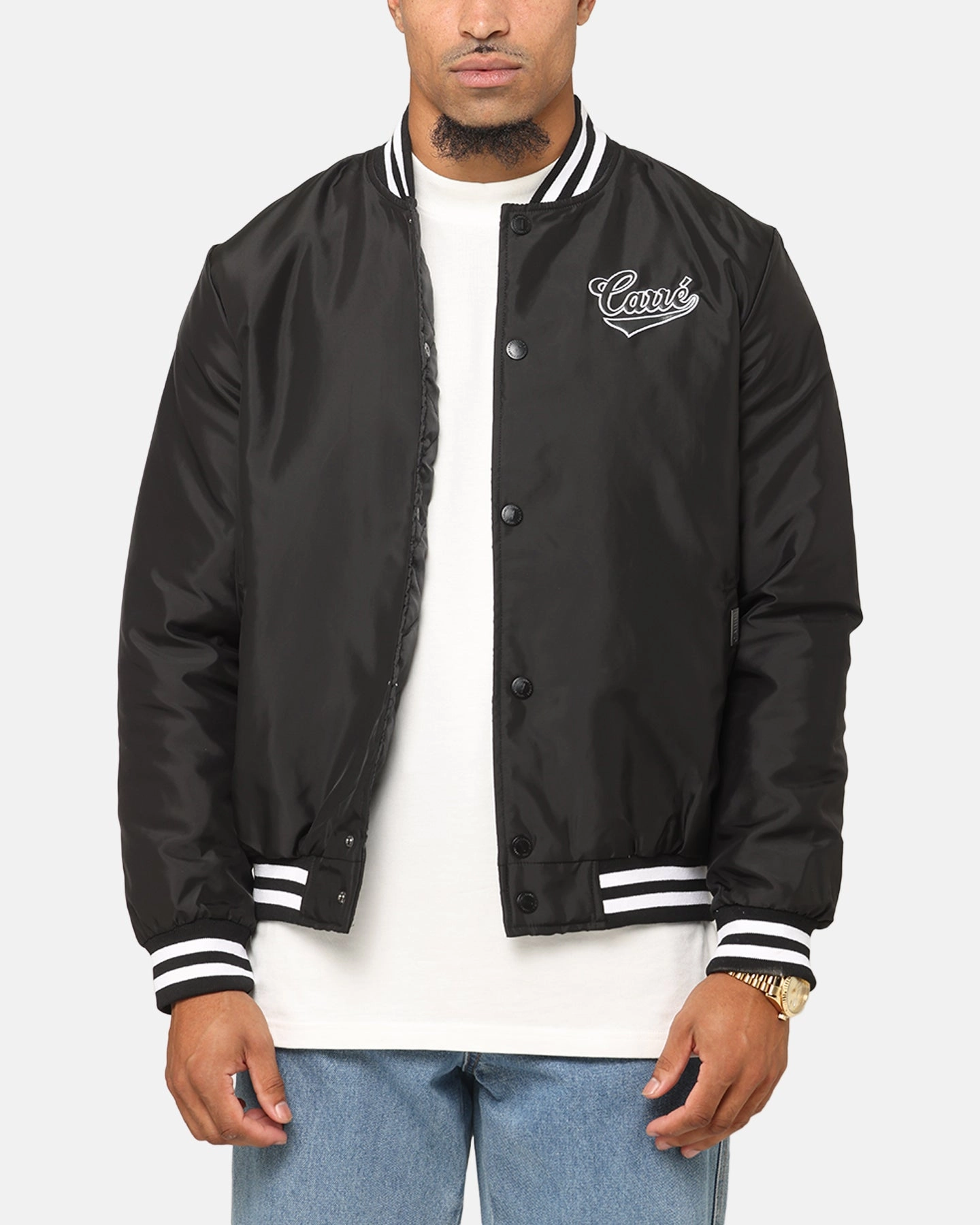 Carre Team Puffer Varsity Jacket Black/White Skill Compression Fit
