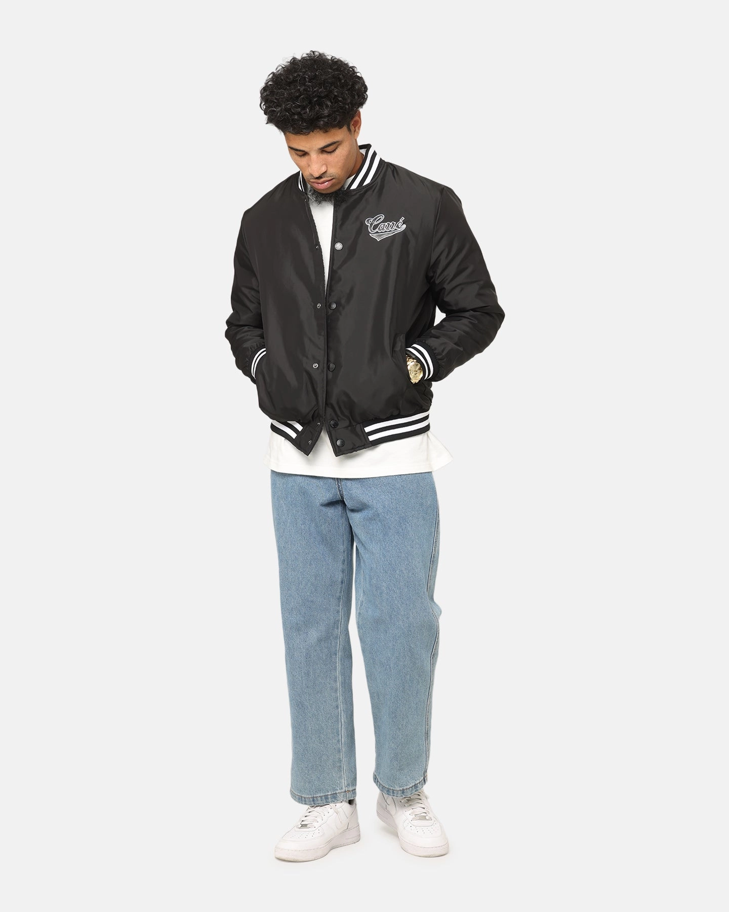 Carre Team Puffer Varsity Jacket Black/White Modern Tailoring