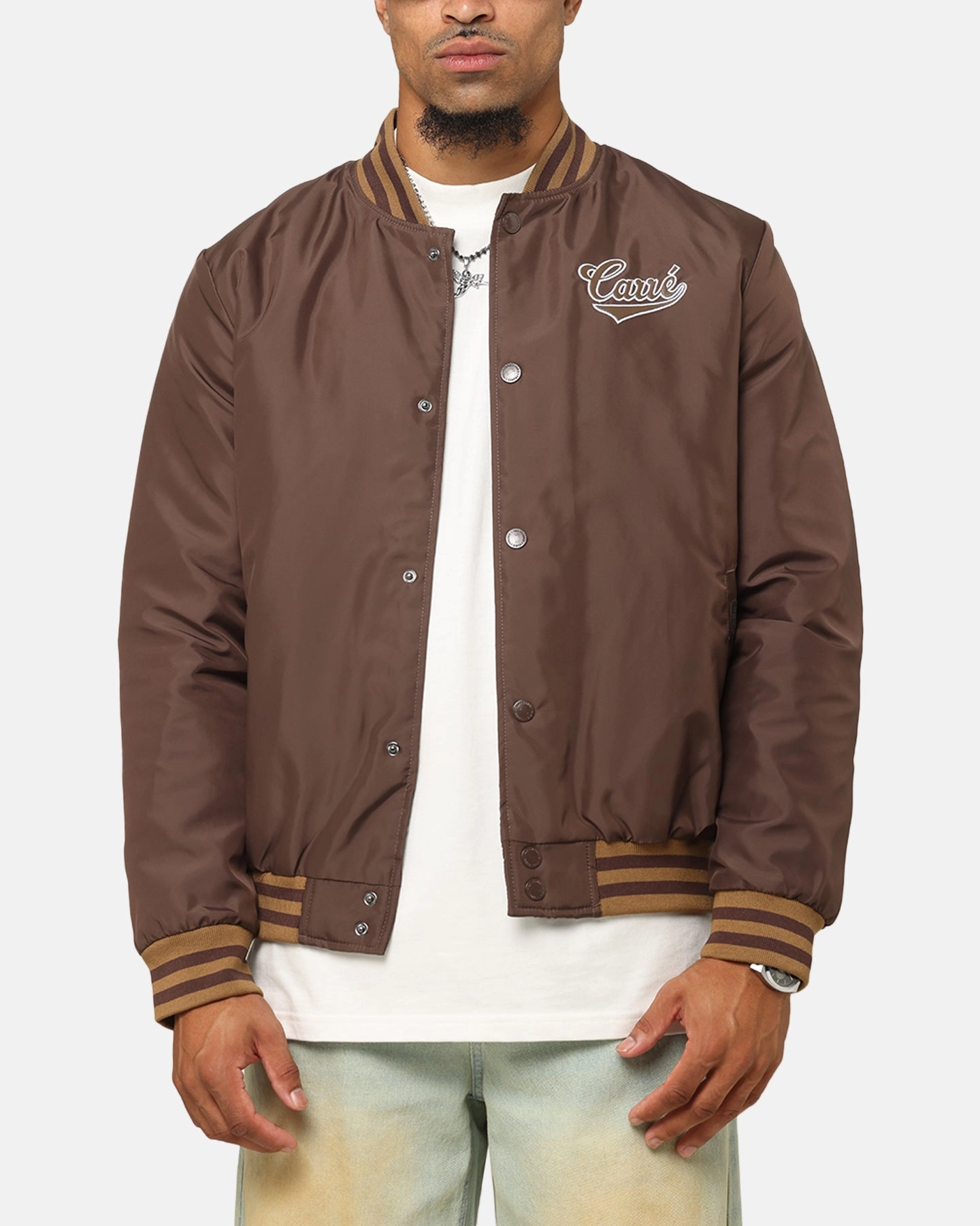 Protective Gear Carre Team Puffer Varsity Jacket Brown