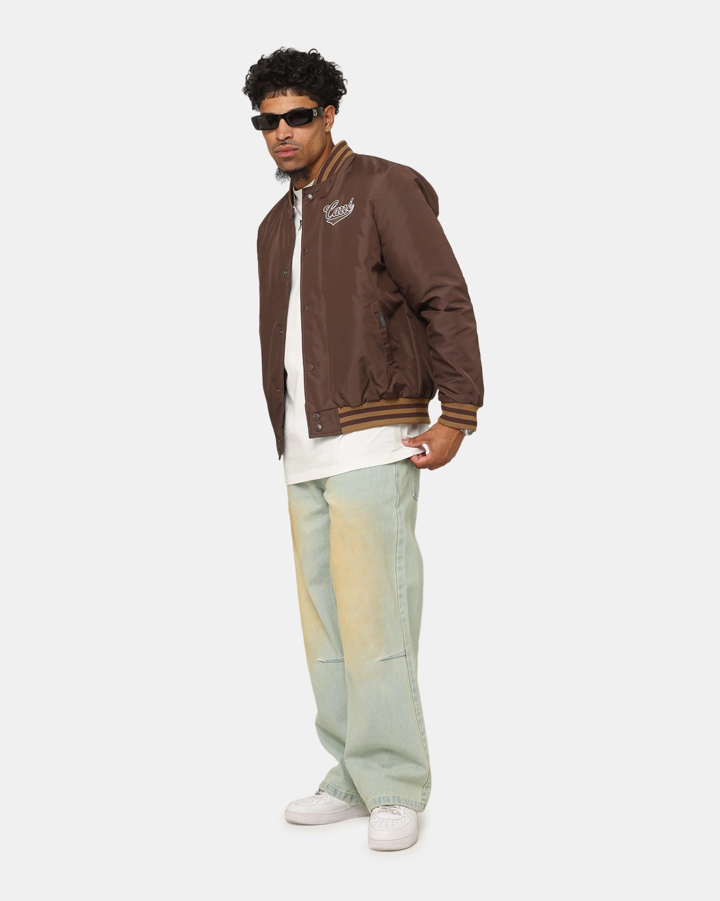 Classic Comfort Carre Team Puffer Varsity Jacket Brown