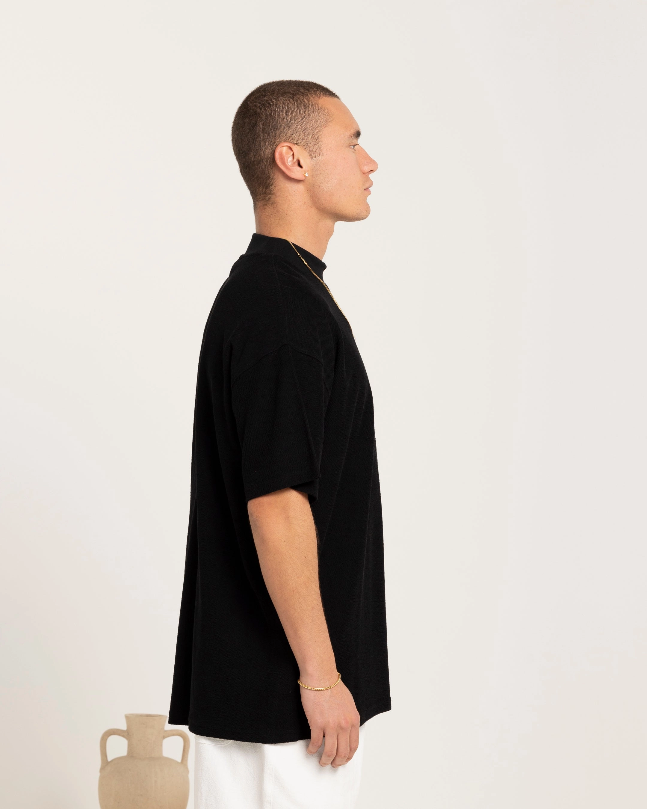 Carre Terry Oversized T-Shirt Black Stylish and Cozy