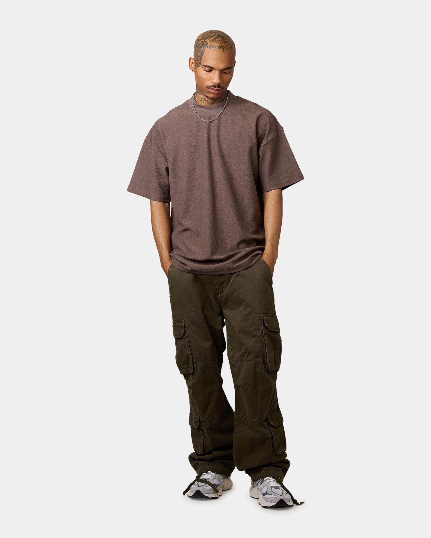 Cozy Look Wear Comfy Design Carre Terry Oversized T-Shirt Brown