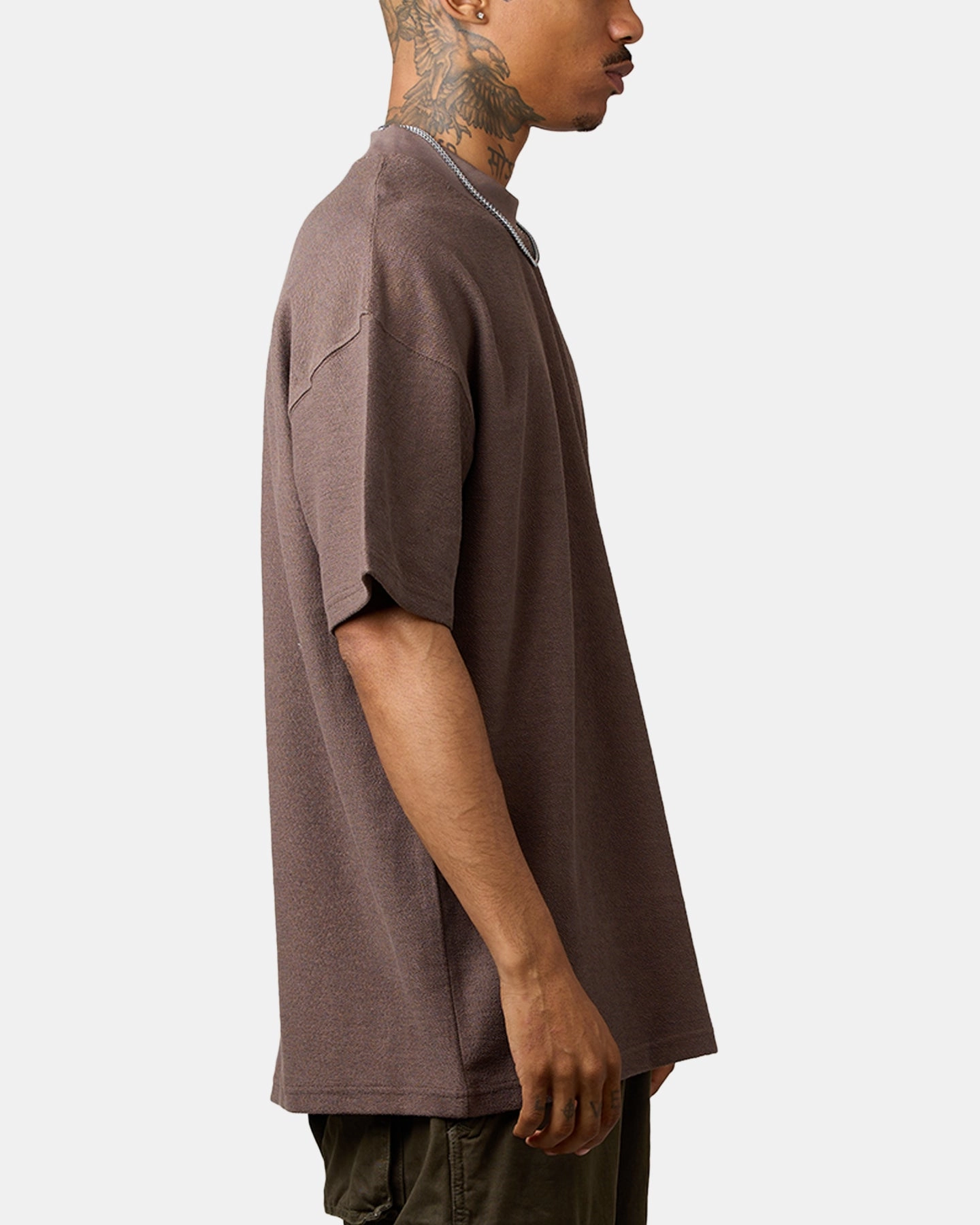 Carre Terry Oversized T-Shirt Brown Non Irritating Seams