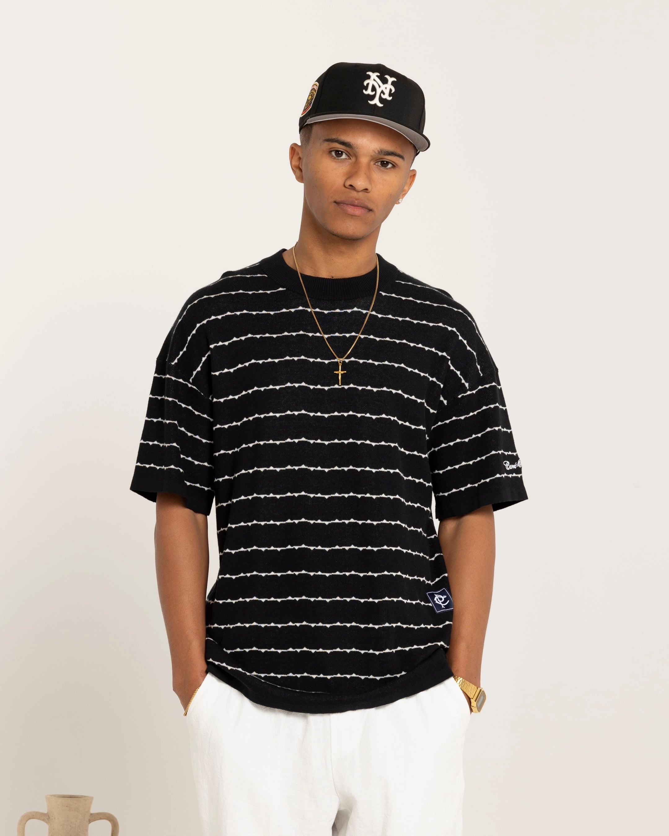 Breathable Essentials Carre Thorny Oversized T-Shirt Black