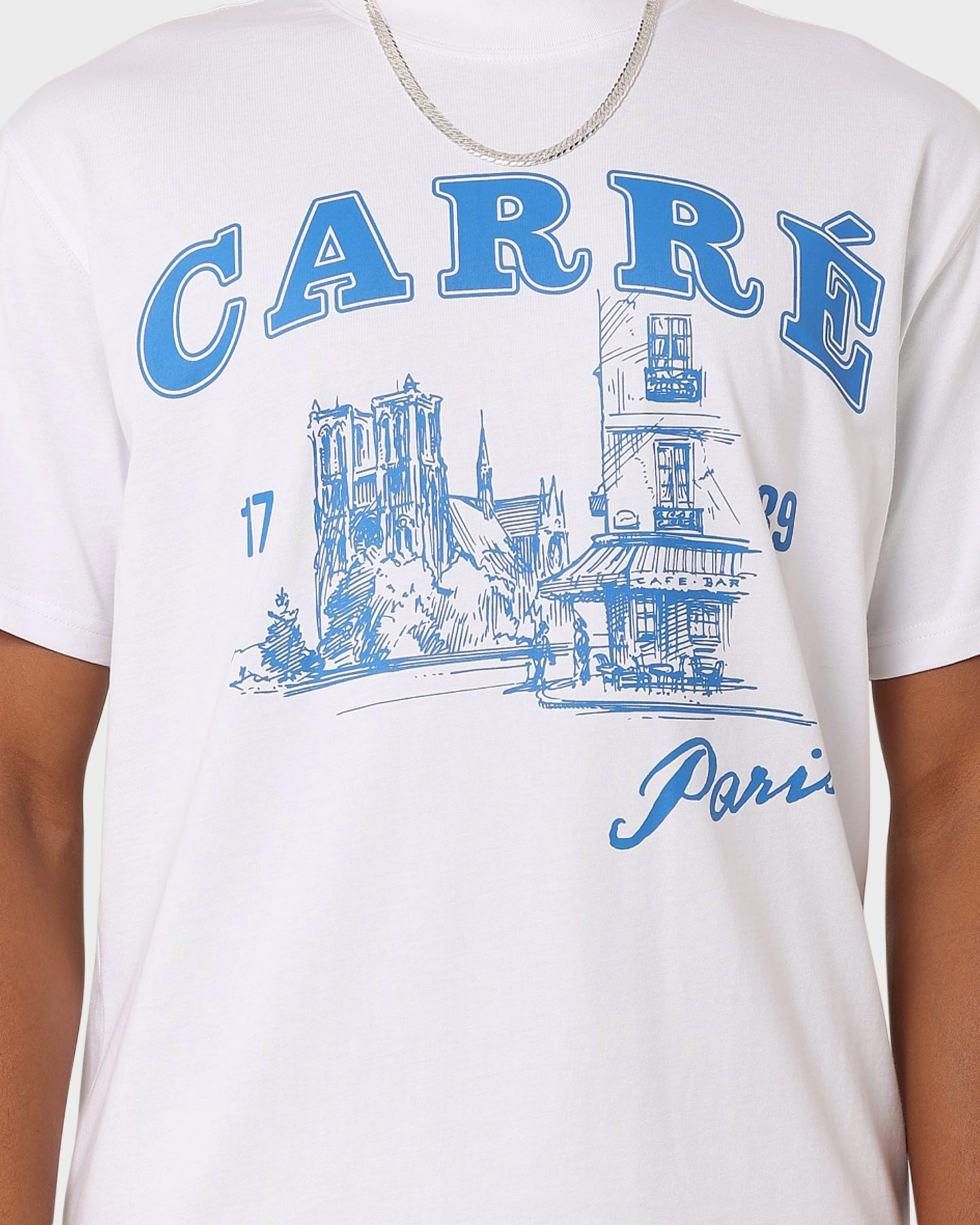 Fashion Layer Carre Vues Oversized Mock Neck Short Sleeve T-Shirt White