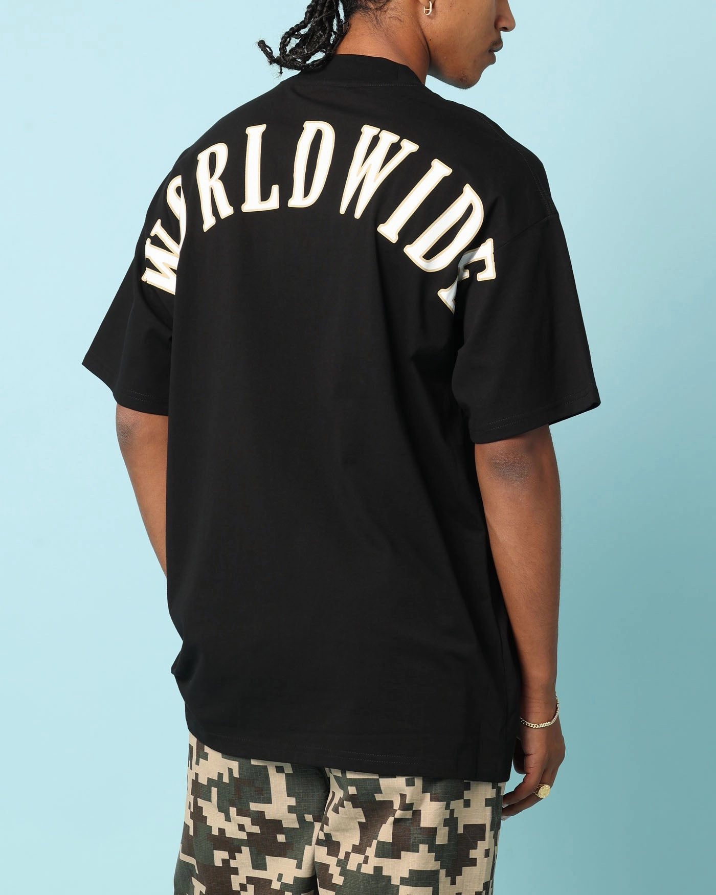 TearResistant Fabric Soft Design Carre Worldwide Oversized T-Shirt Black