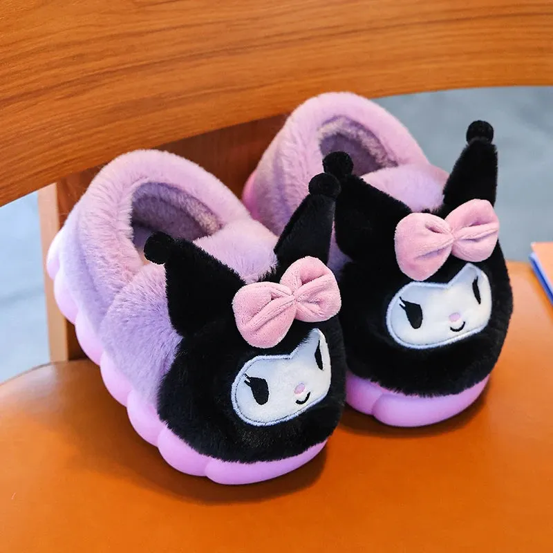 Cartoon Fluffy Kids' Non-Slip Warm Winter Slippers