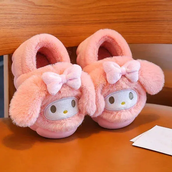 Cartoon Fluffy Kids' Non-Slip Warm Winter Slippers