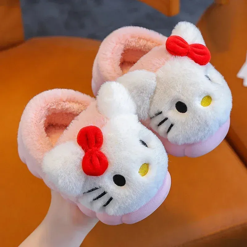 Cartoon Fluffy Kids' Non-Slip Warm Winter Slippers