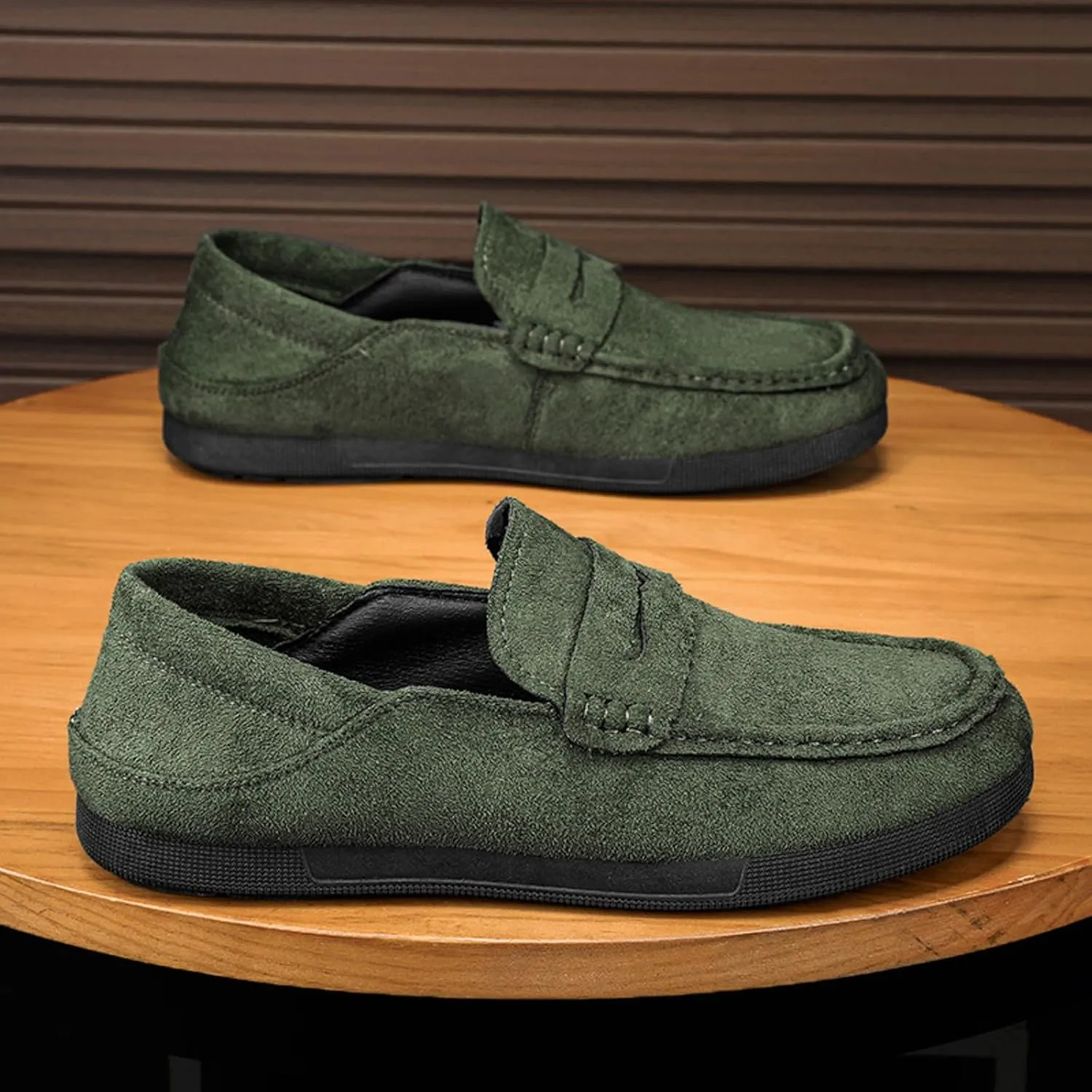 Casual Dress Shoes Men Casual Shoes Fashionable New Pattern Simple Pure Color Comfortable Round Toe Flat Bottom All