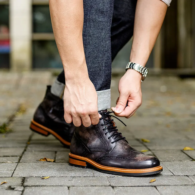 Casual Men's Leather Round Toe Martin Boots | Brodtica.com