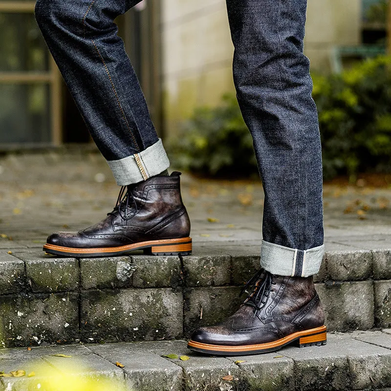 Casual Men's Leather Round Toe Martin Boots | Brodtica.com
