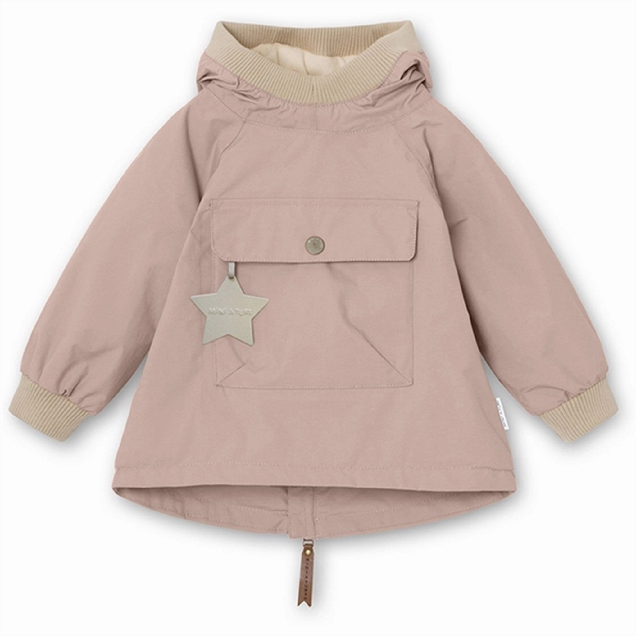 Crisp Air Piece Full Length Zipper Closure MINI A TURE Baby Vito Spring Anorak m/Fleece Lining Rose Smoke
