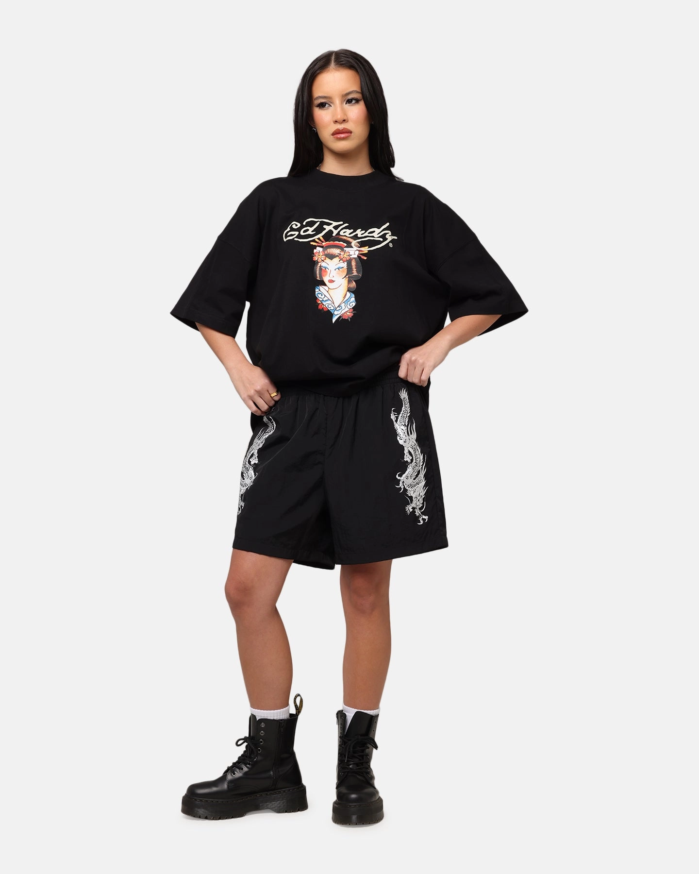 Ed Hardy Tribal Dragon Shorts Black Base Layer