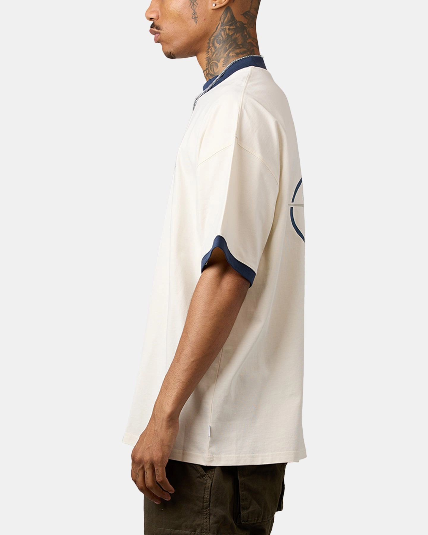 Trendy Comfort Fit Carre C-Superstar Oversized Ringer T-Shirt Off White/Navy