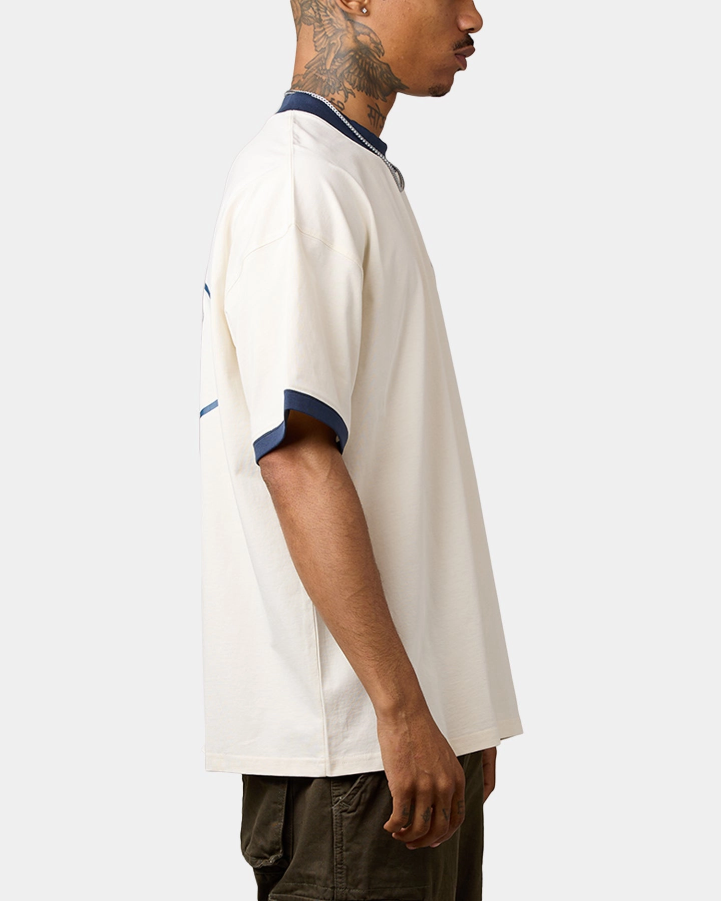 Matte Look Carre C-Superstar Oversized Ringer T-Shirt Off White/Navy