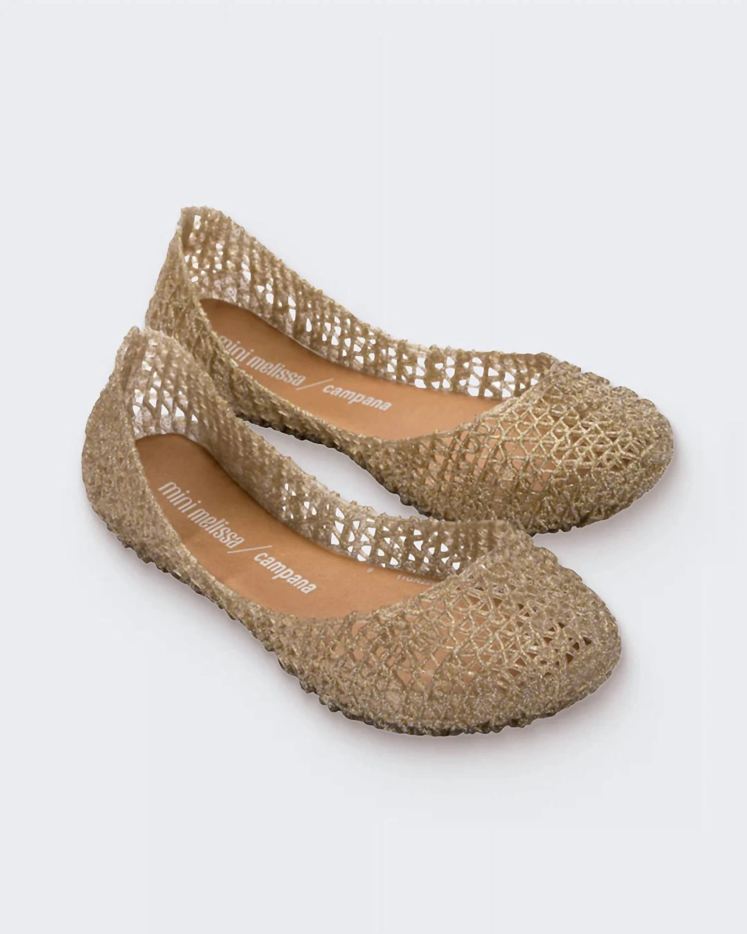 Girl's Campana Papel Flat In Gold Glitter Light Grip day use