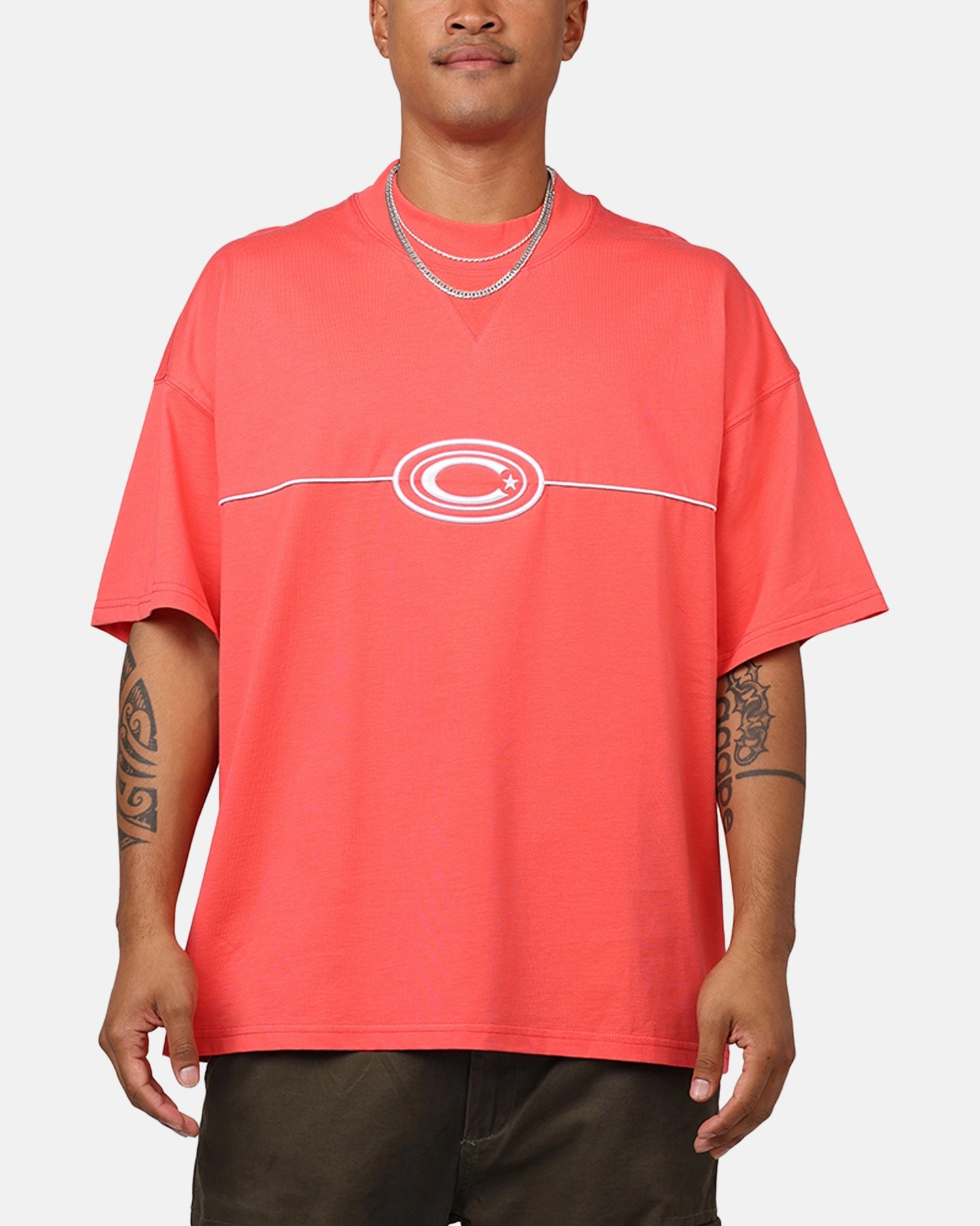 Fresh Outfit Style Carre C-Star Pipe Oversized T-Shirt Red