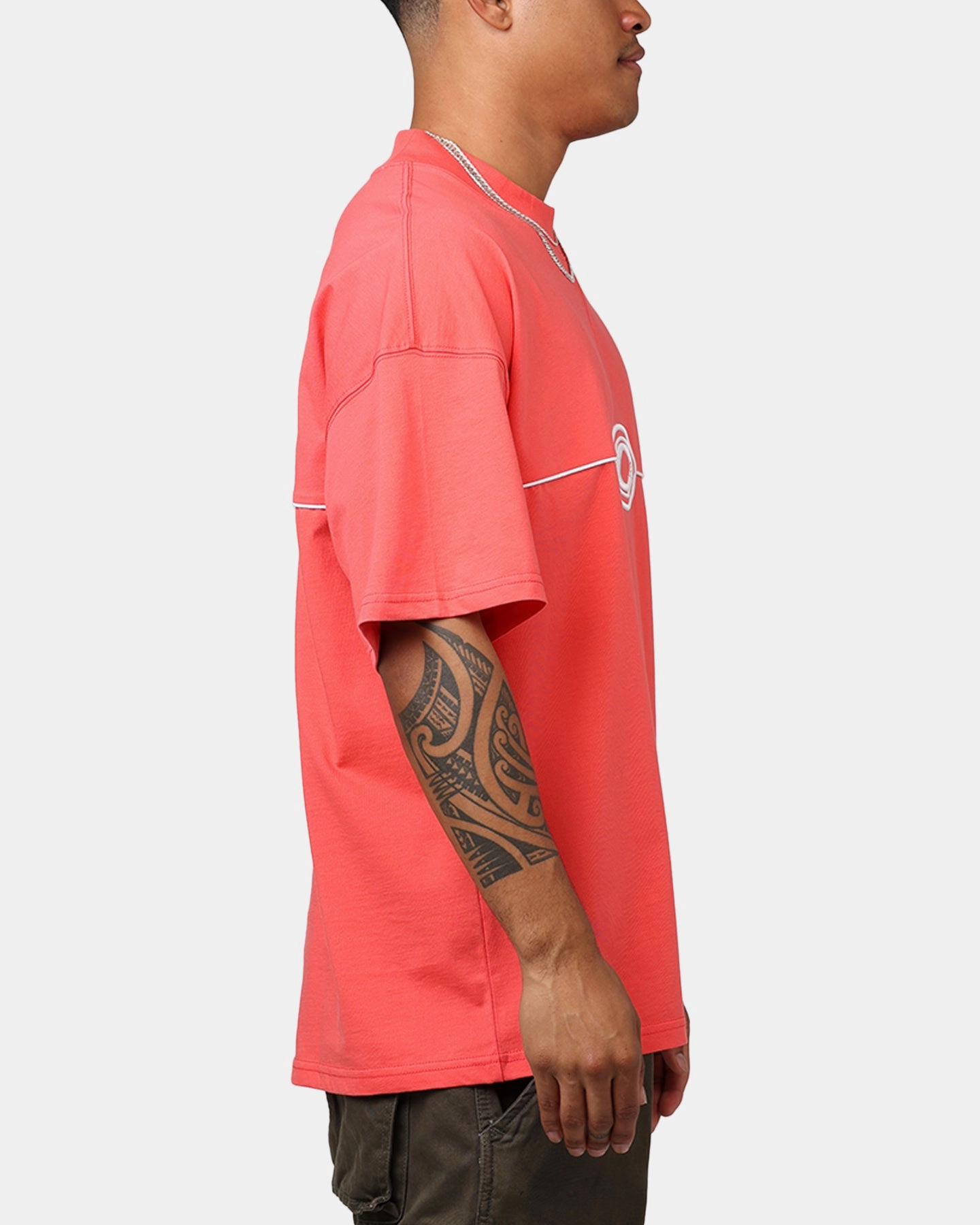 Minimal Trend Smart Design Carre C-Star Pipe Oversized T-Shirt Red