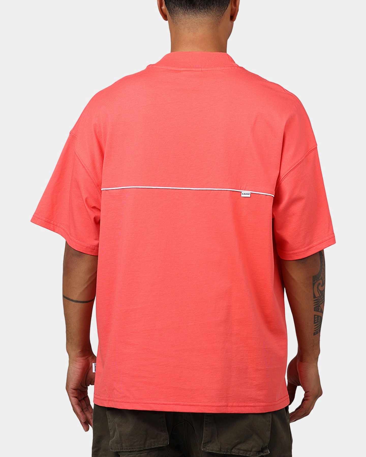 Brushed Interior Lining Comfort Style Carre C-Star Pipe Oversized T-Shirt Red