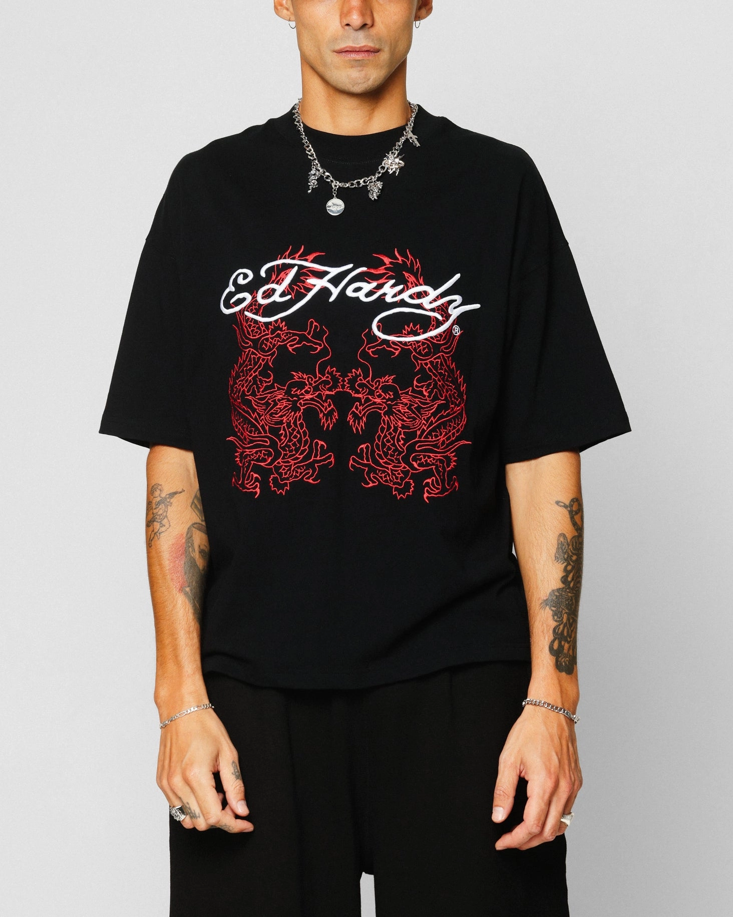 Easy-Going Style Ed Hardy Dragon Oversized T-Shirt Black