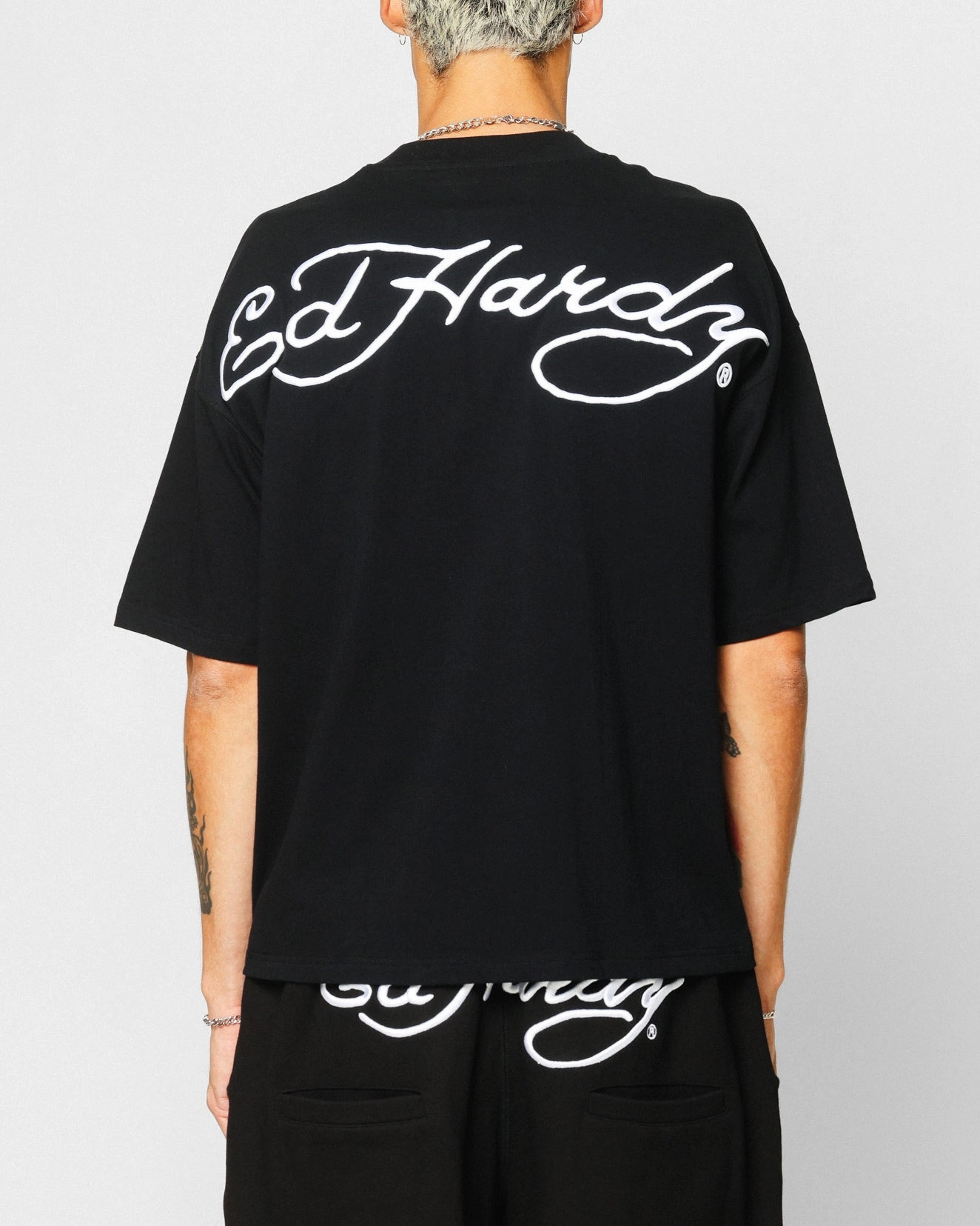 Simple Chic print design Ed Hardy Dragon Oversized T-Shirt Black