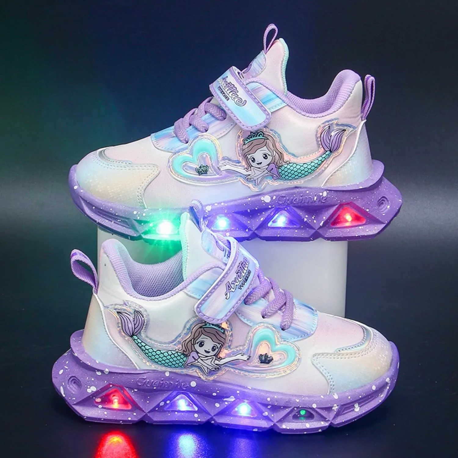 Cathalem Sneakes for Girls Light Up Pattern Sneaker Hook Loop Thick Bottom Non Slip Sports Shoes Fashion Casual Shoes