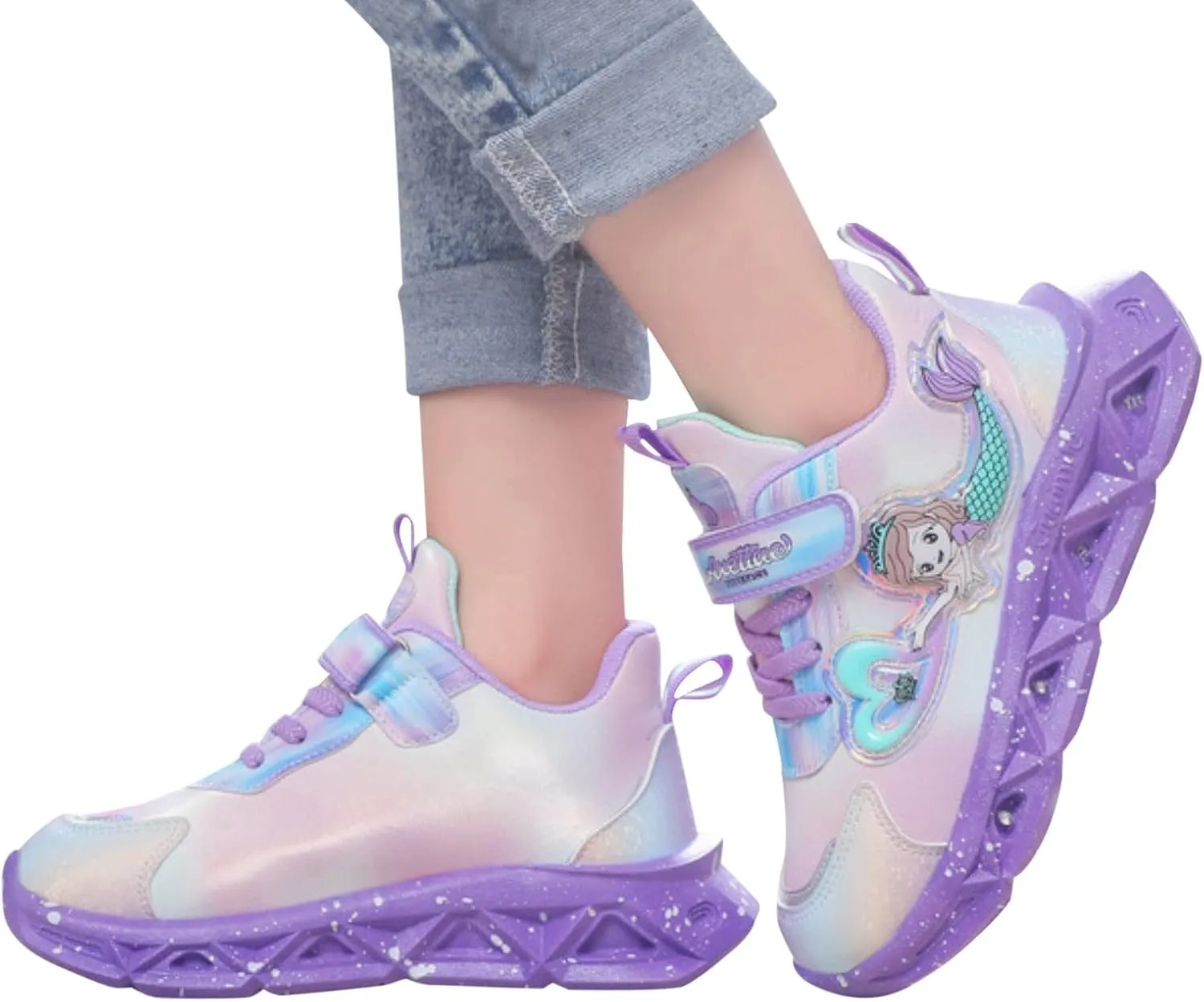 Cathalem Sneakes for Girls Light Up Pattern Sneaker Hook Loop Thick Bottom Non Slip Sports Shoes Fashion Casual Shoes
