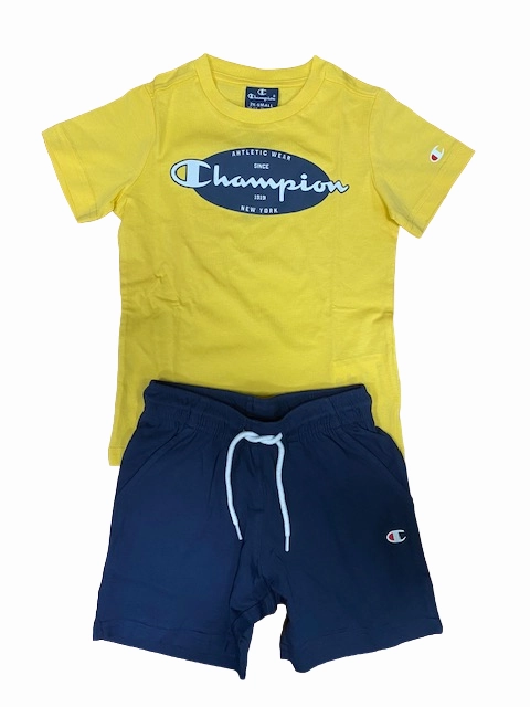 Quick-Dry Fabric Effortless Look Champion completino da ragazzo Legacy Graphic T-shirt   Bermuda 306314 YS043 MIY giallo-blu