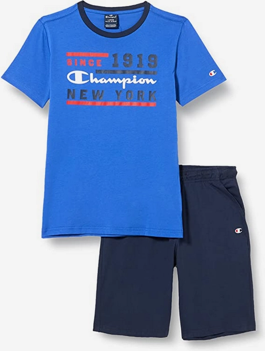 Stylish Look Champion completino da ragazzo Legacy Graphic T-shirt   Bermuda 306315 BS071 ETR bluette-navy