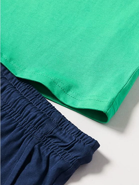 Champion completino da ragazzo Legacy Graphic T-shirt   Bermuda 306315 GS004 ELG verde-blu AntiPilling