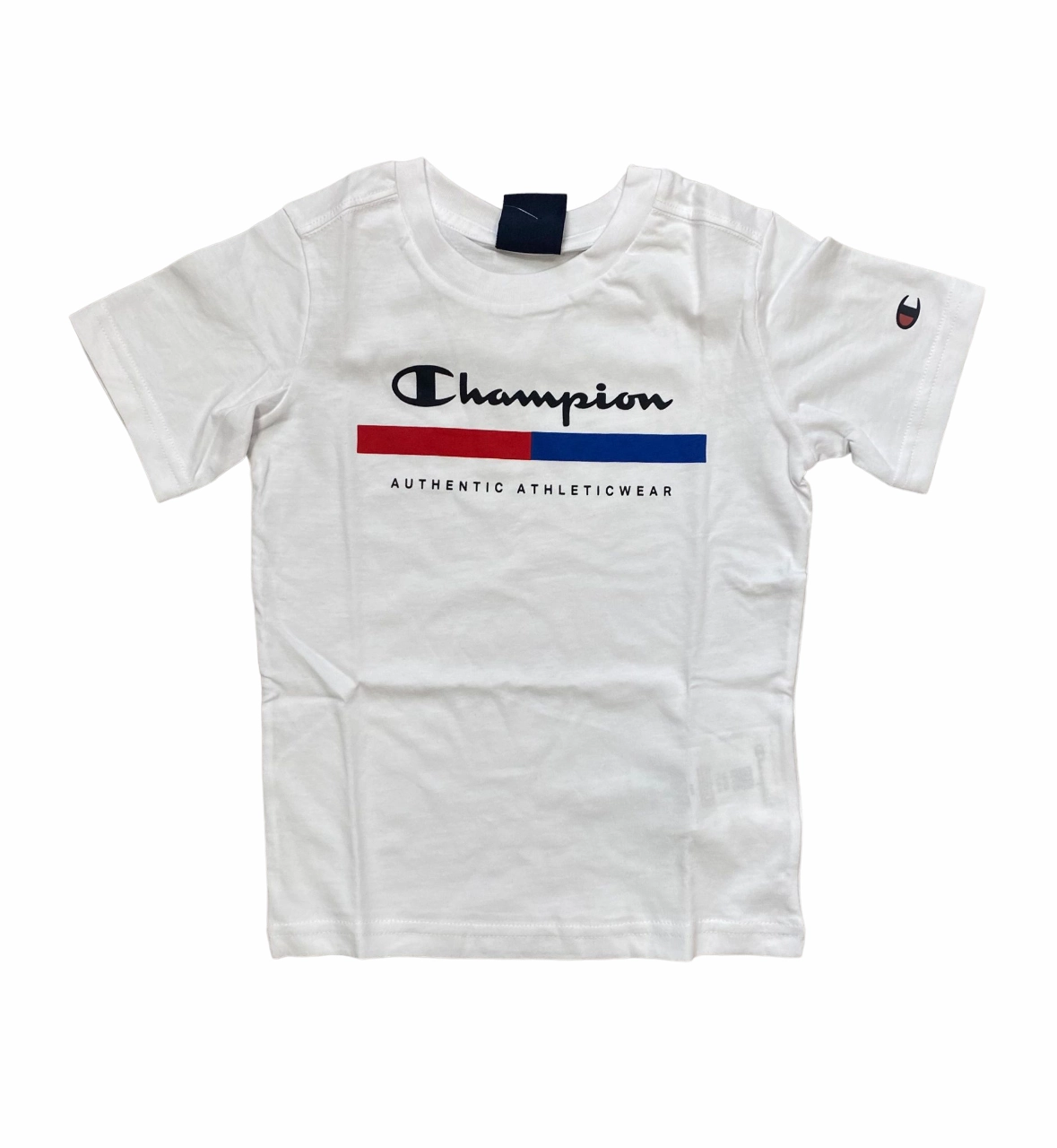 Champion maglietta manica corta da ragazzo con stampa 306696 bianco Seam Free Back