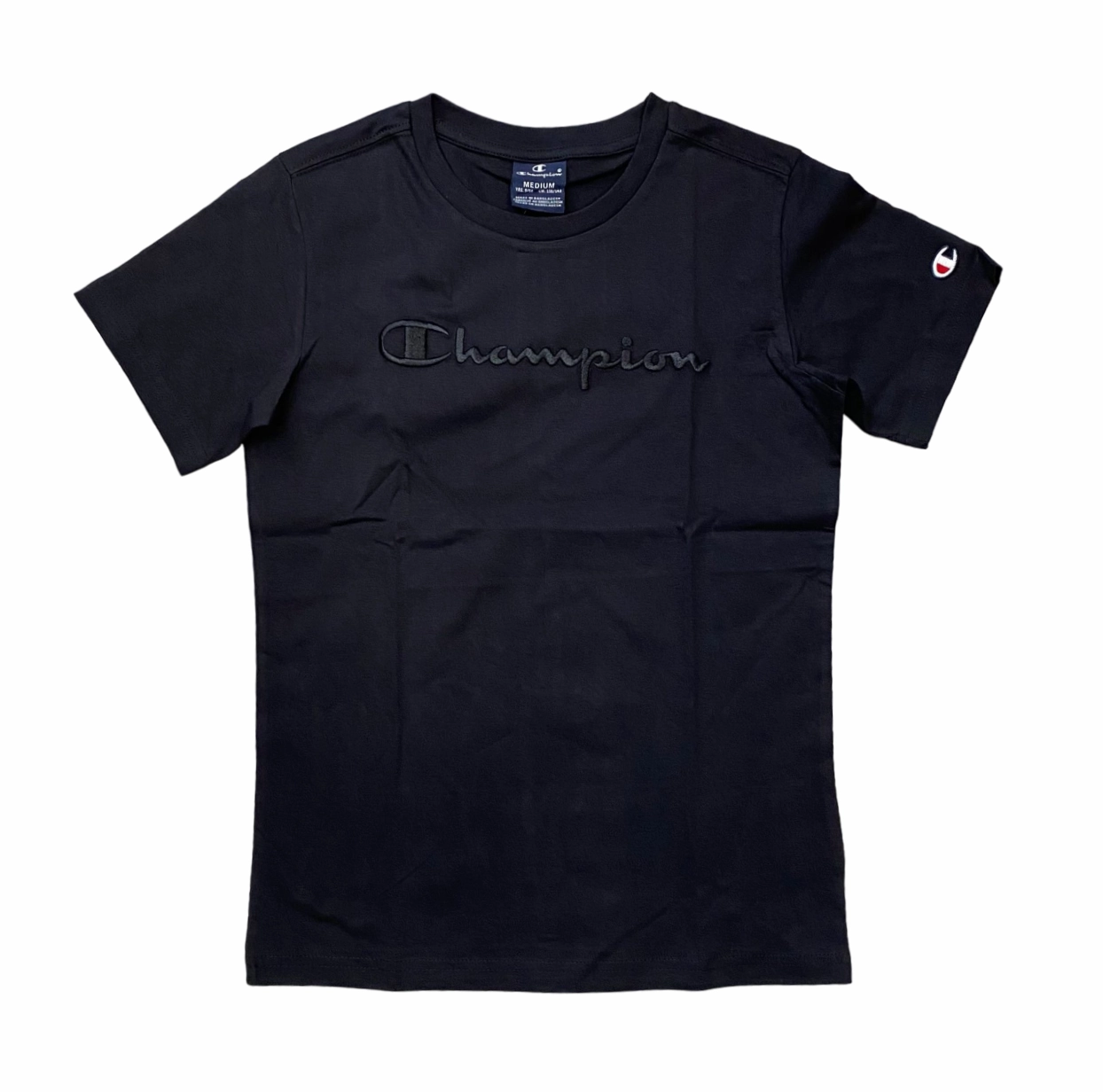Champion maglietta manica corta in cotone da ragazzo 306777 KK001 nero Trendy Casual Wear Wrinkle Resistant Material