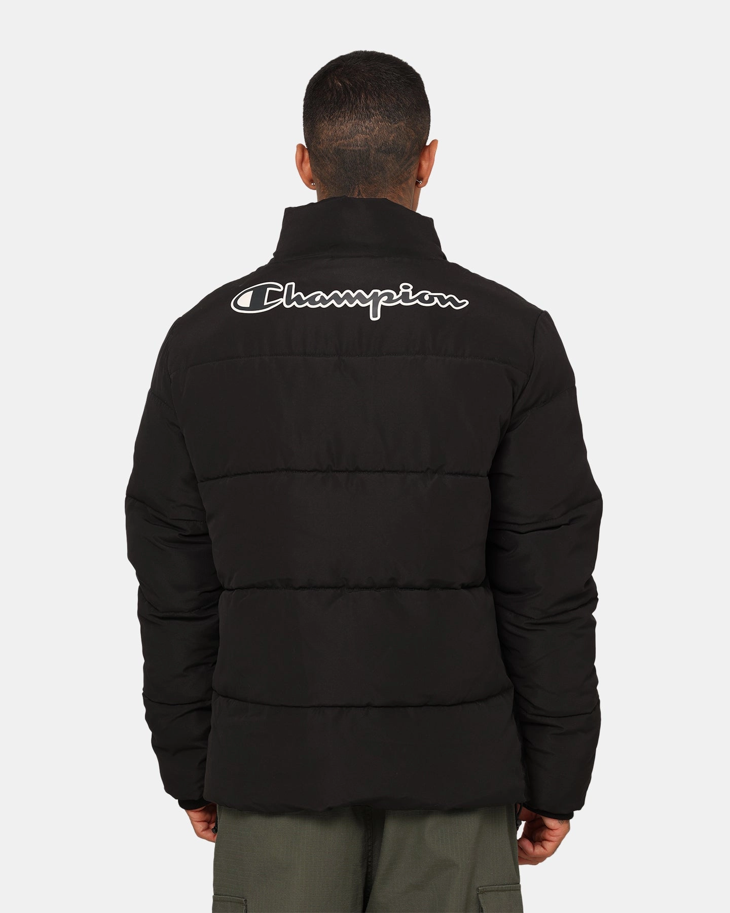 Graphic Urban Ease Champion Rochester Tape Puffer Jacket Black