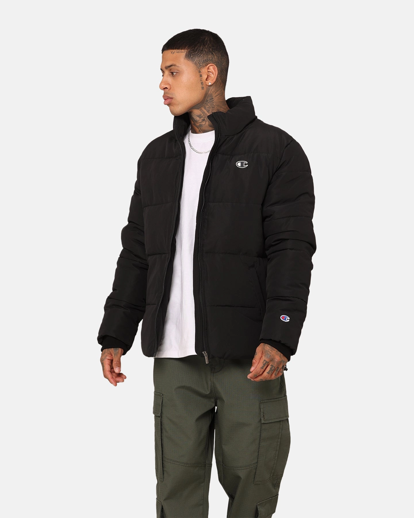 Champion Rochester Tape Puffer Jacket Black Tradition Rugged Protection