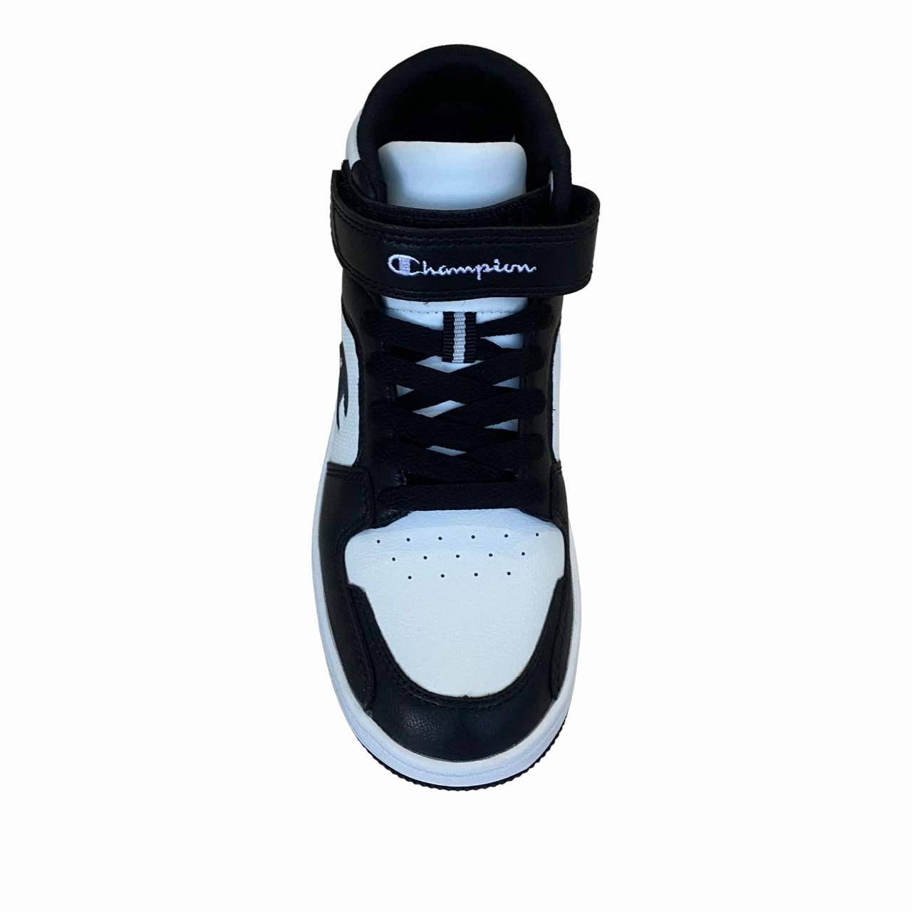 Champion scarpa sneakers da ragazzo con laccio e velcro S32413-WW019 bianco-nero cushioned running pick